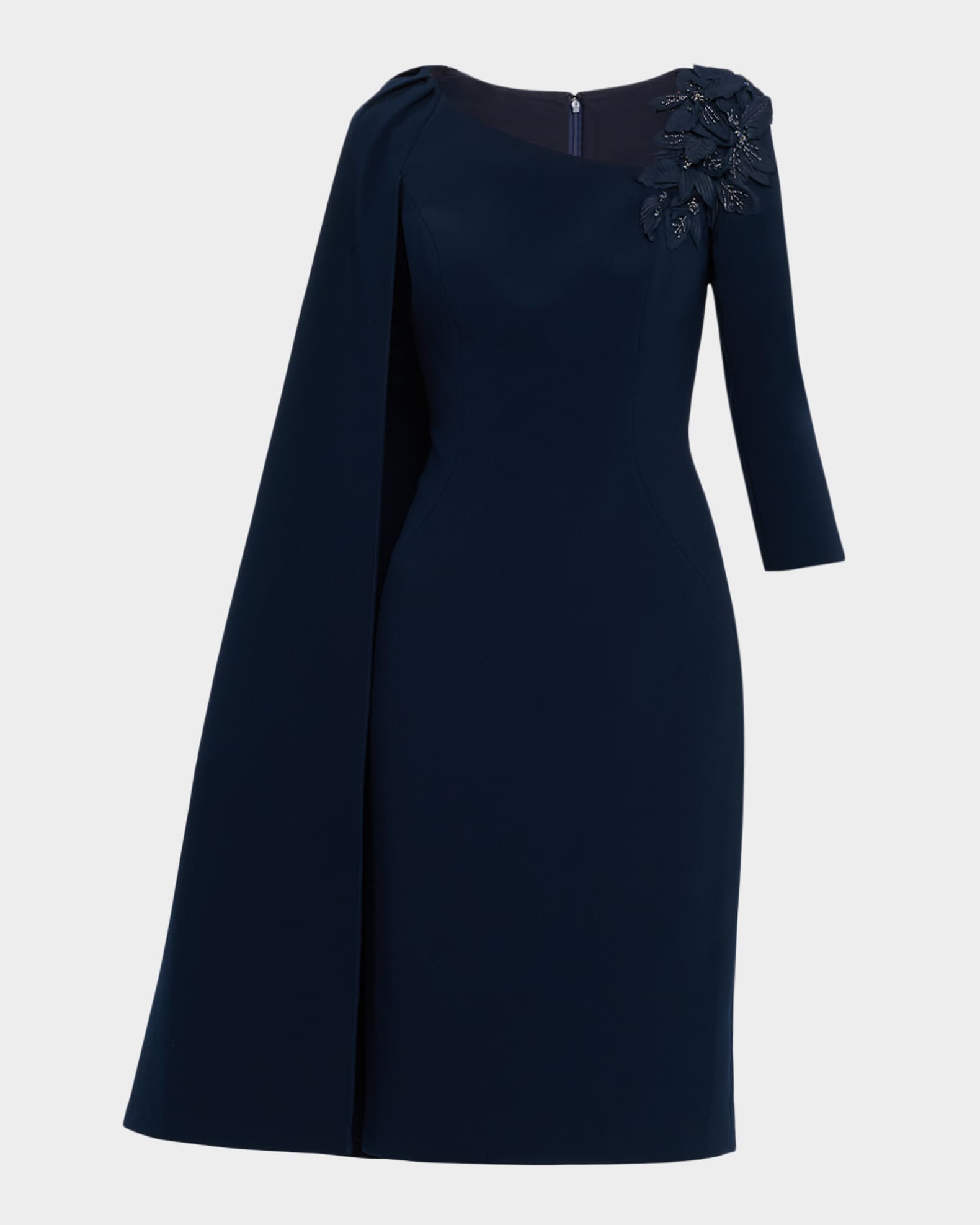 knee length dresses for ladies OFF-SHOULDER LONG-SLEEVE POLY CREPE MIDI DRESS | CULT MIA main image 0