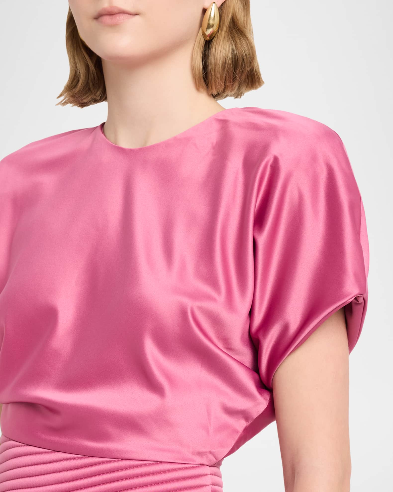 ZHIVAGO Bond Draped Stretch Satin Midi Sheath Dress | Neiman Marcus