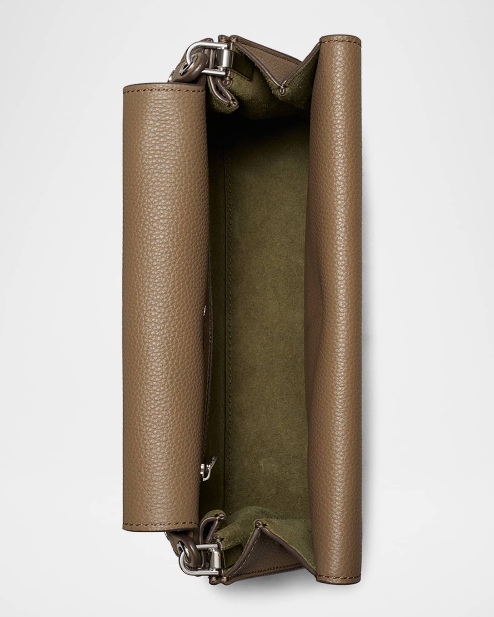 Affix Grain Leather Shoulder Bag in Brown