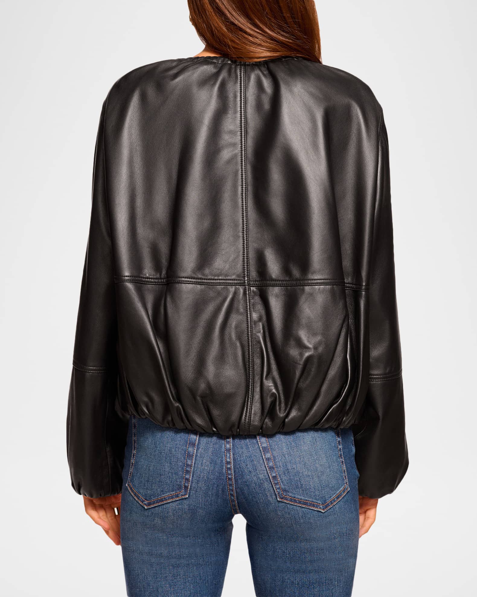 Ramy Brook Priscilla Collarless Leather Bomber Jacket Neiman Marcus