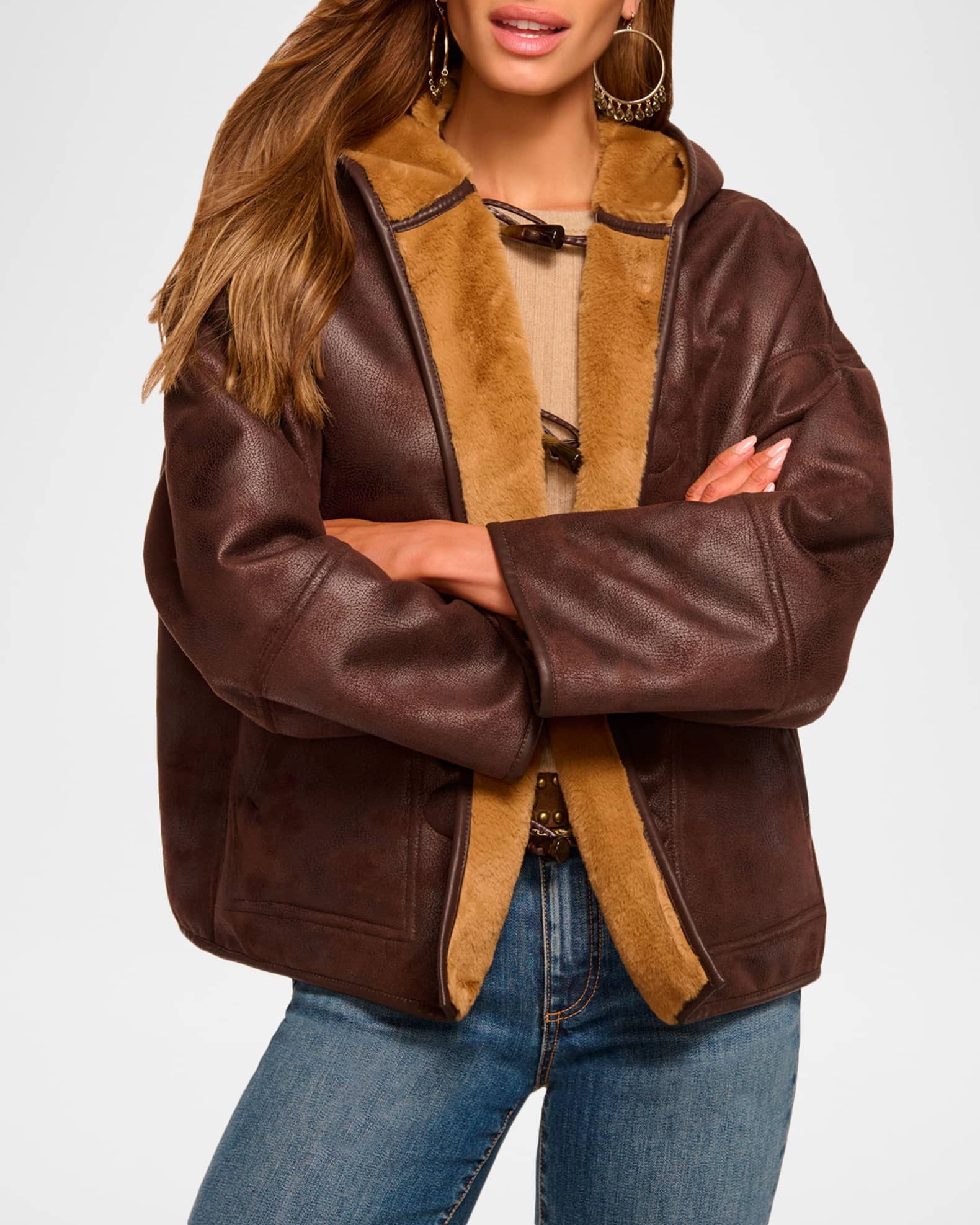 Ramy Brook Lucy Hooded Faux Fur Jacket | Neiman Marcus