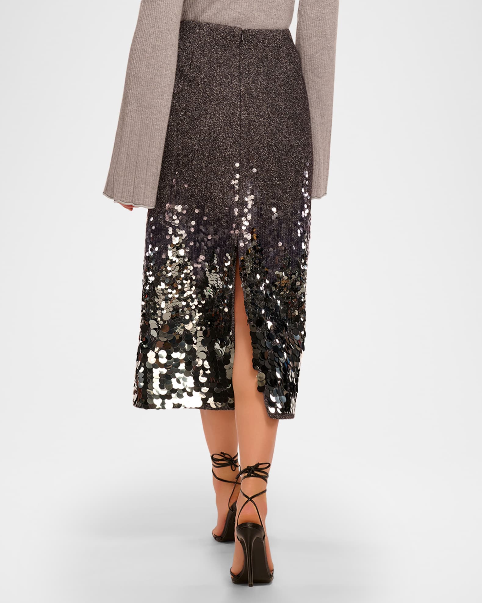 Ramy Brook Peter Sequined Wool-Blend Midi Skirt | Neiman Marcus