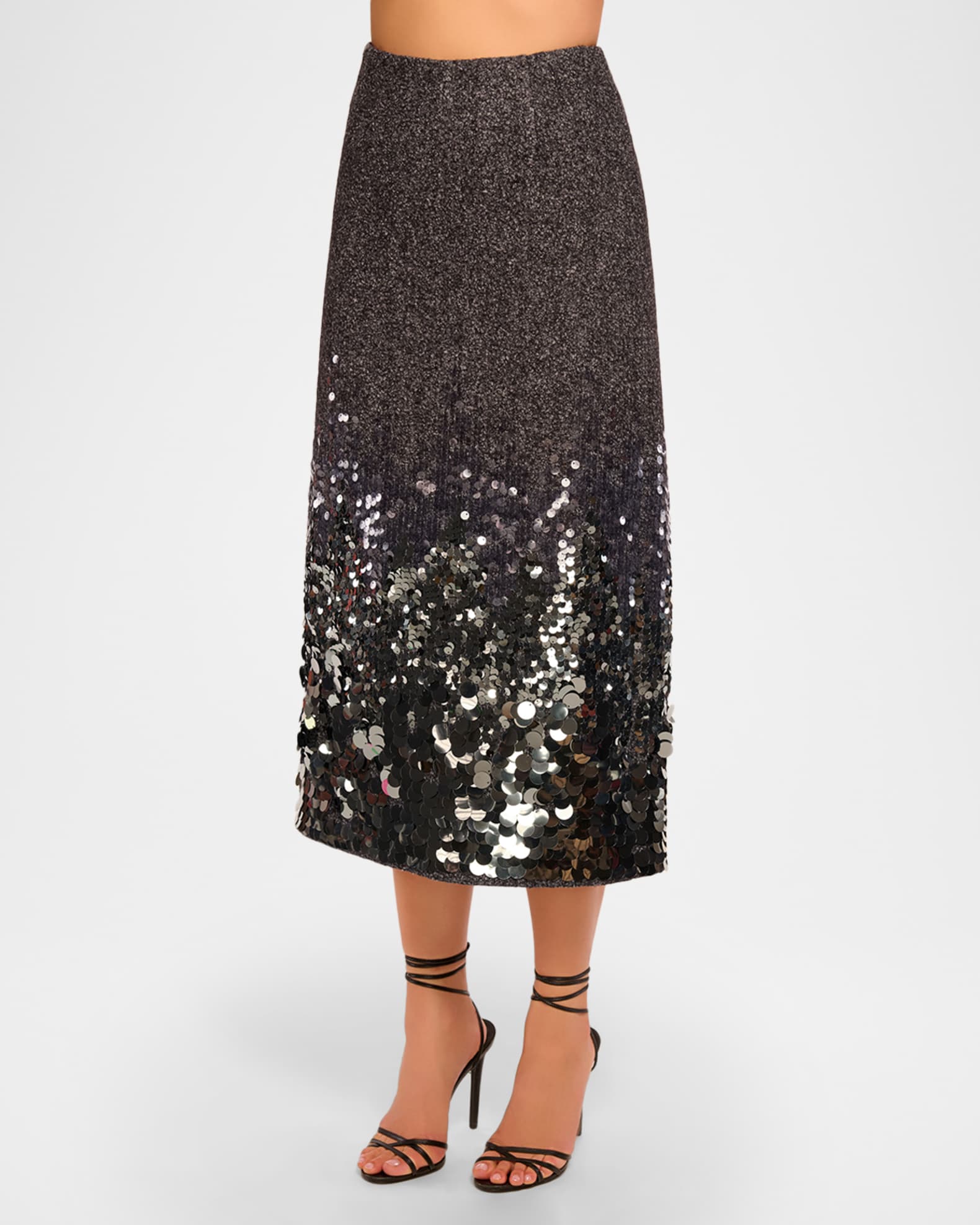 Ramy Brook Peter Sequined Wool-Blend Midi Skirt | Neiman Marcus