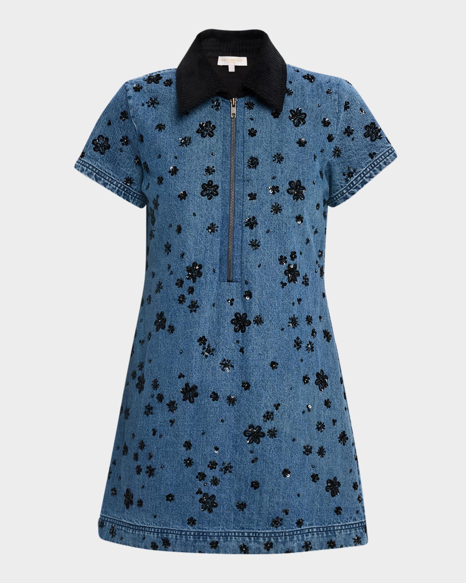Ramy Brook Rita Embellished Denim Mini Dress
