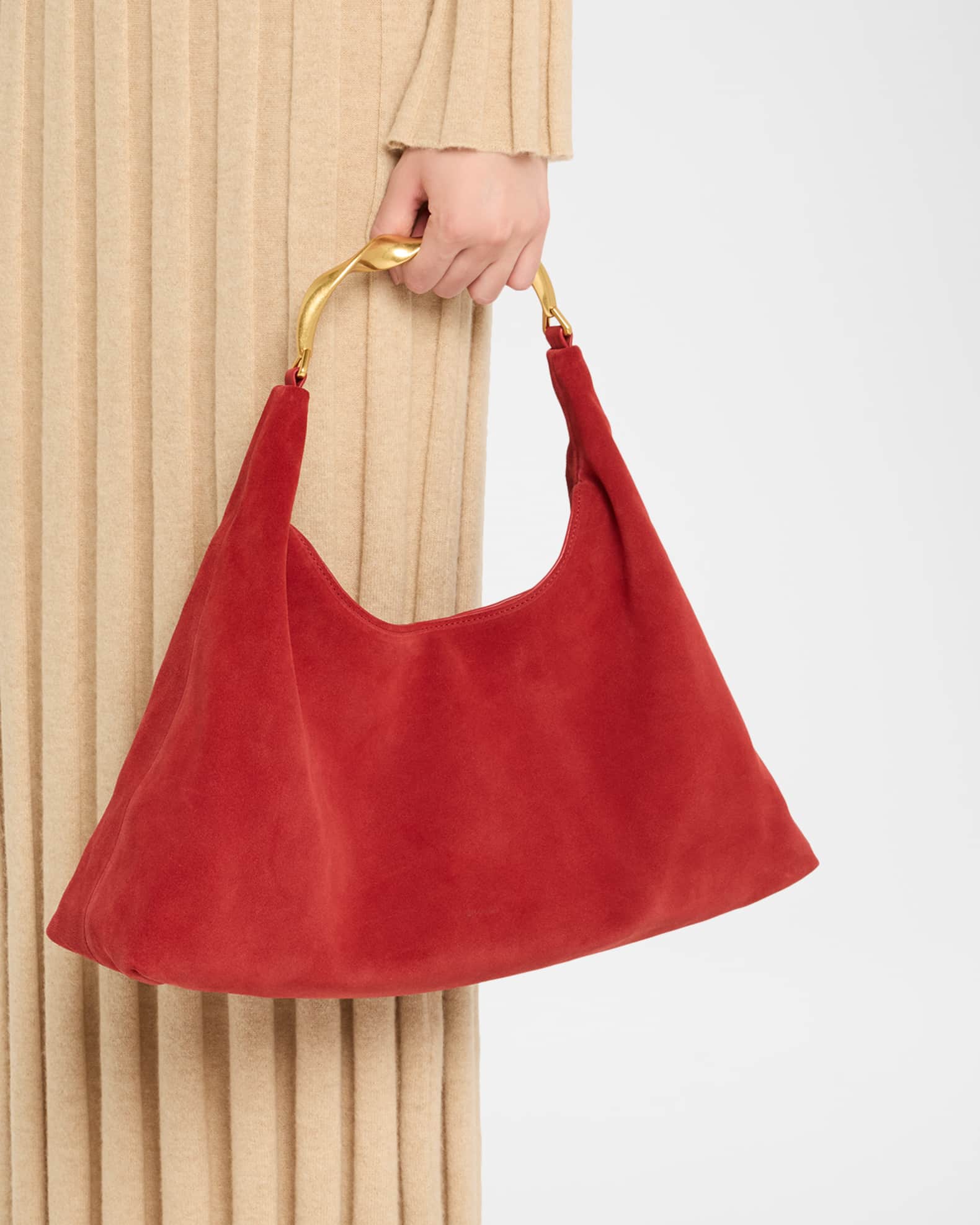 Nixi Suede Twist-Handle Hobo Bag 1
