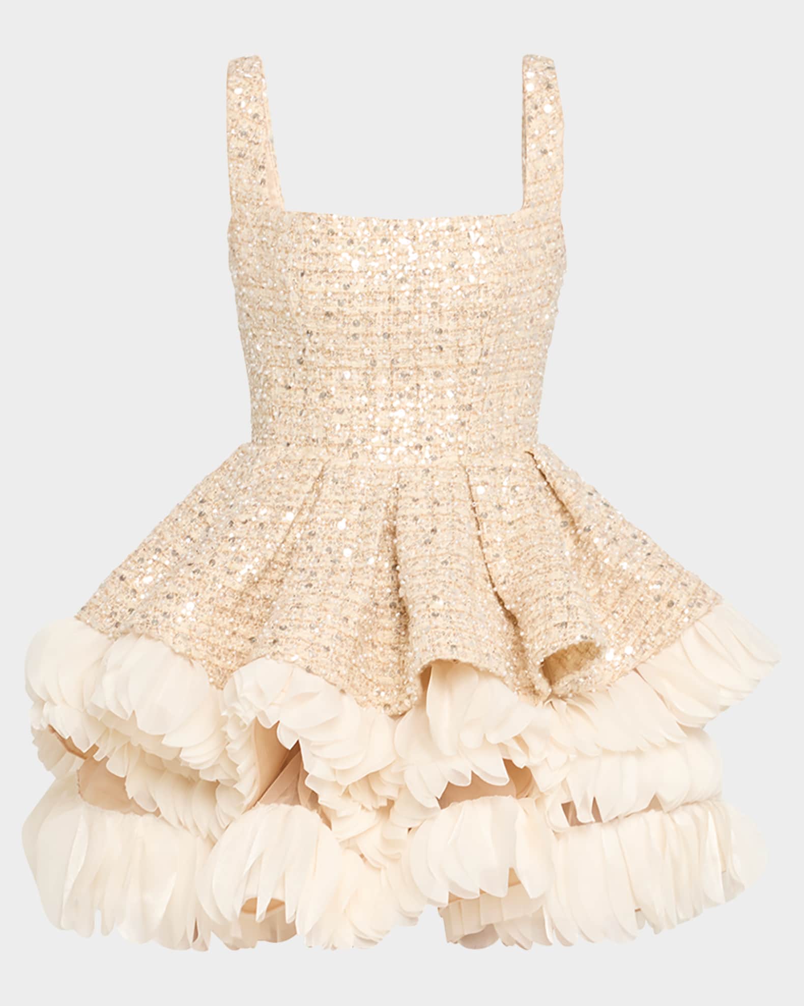 Bronx and Banco Catalina Beaded Fit-&-Flare Ruffle Mini Dress