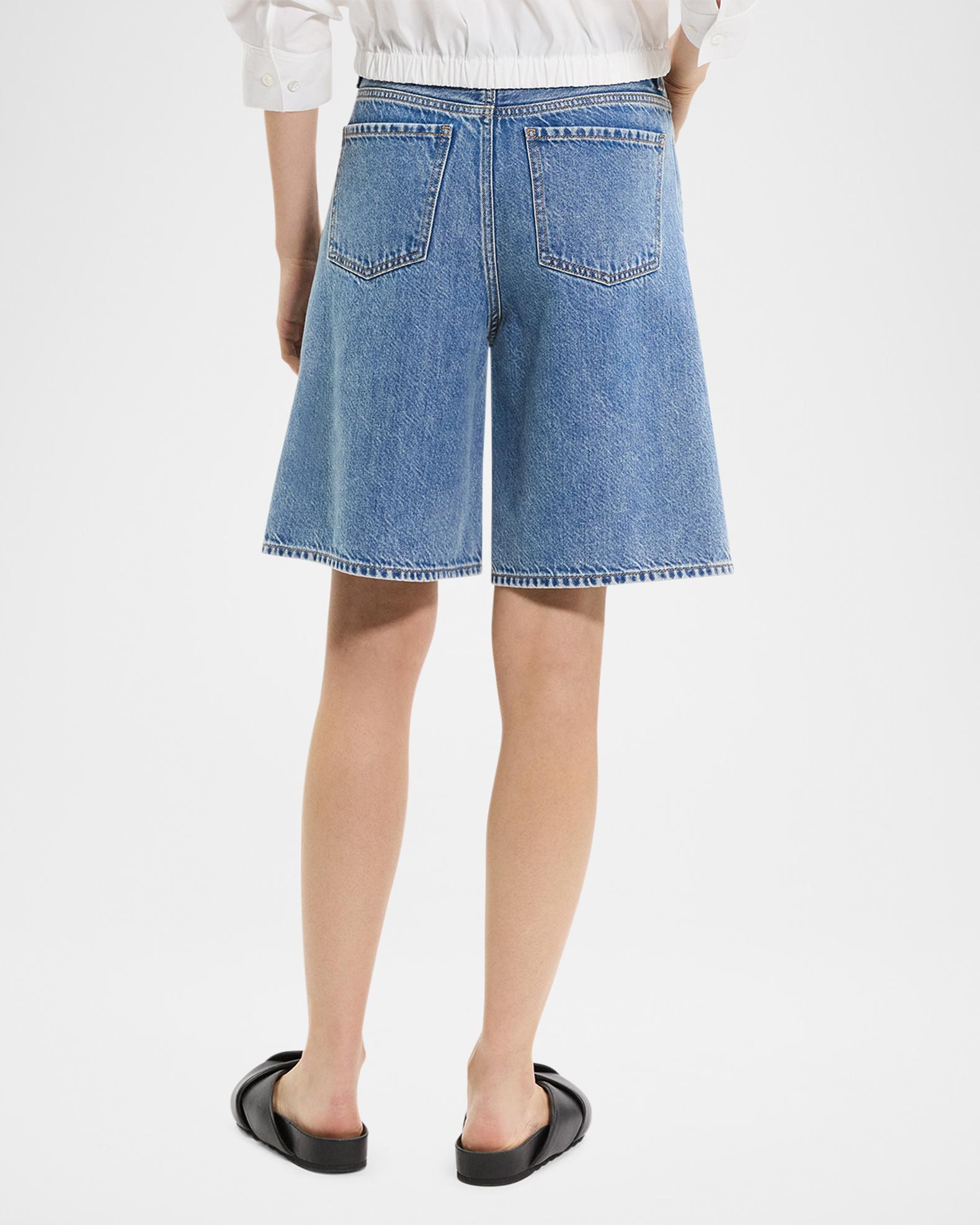 Theory High-Rise Relaxed Denim Shorts | Neiman Marcus