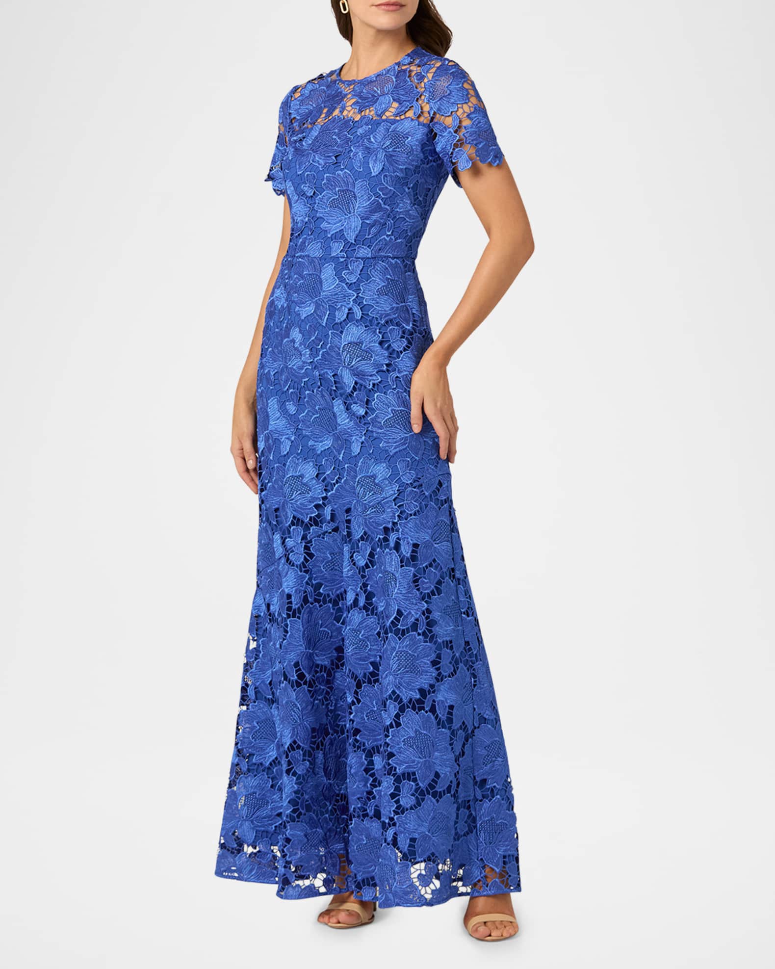 Shoshanna Elie A-Line Floral Lace Gown Neiman Marcus