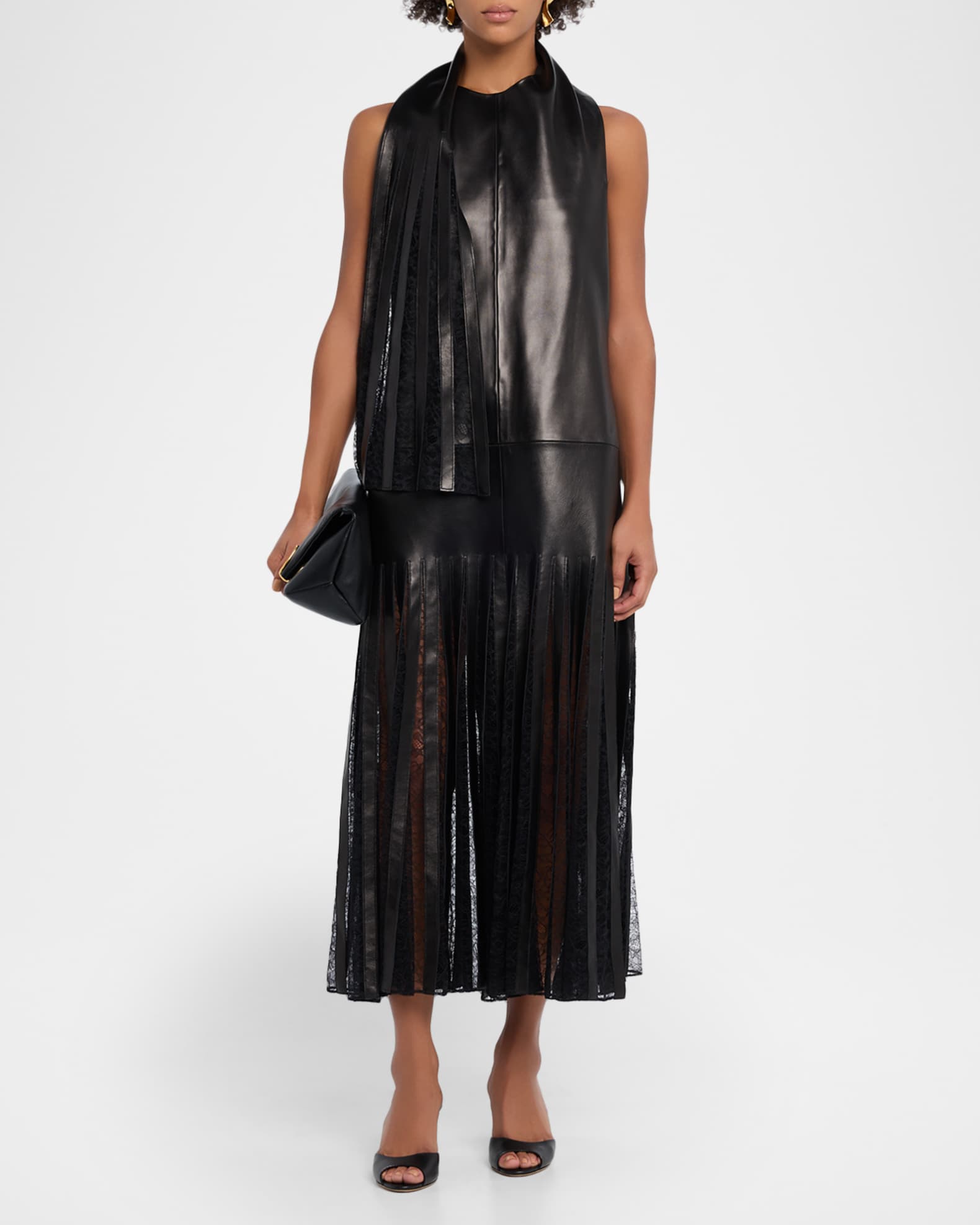 leather and cotton dress Vegan Leather Embroidery Detailed Maxi Dress – New York & Company
