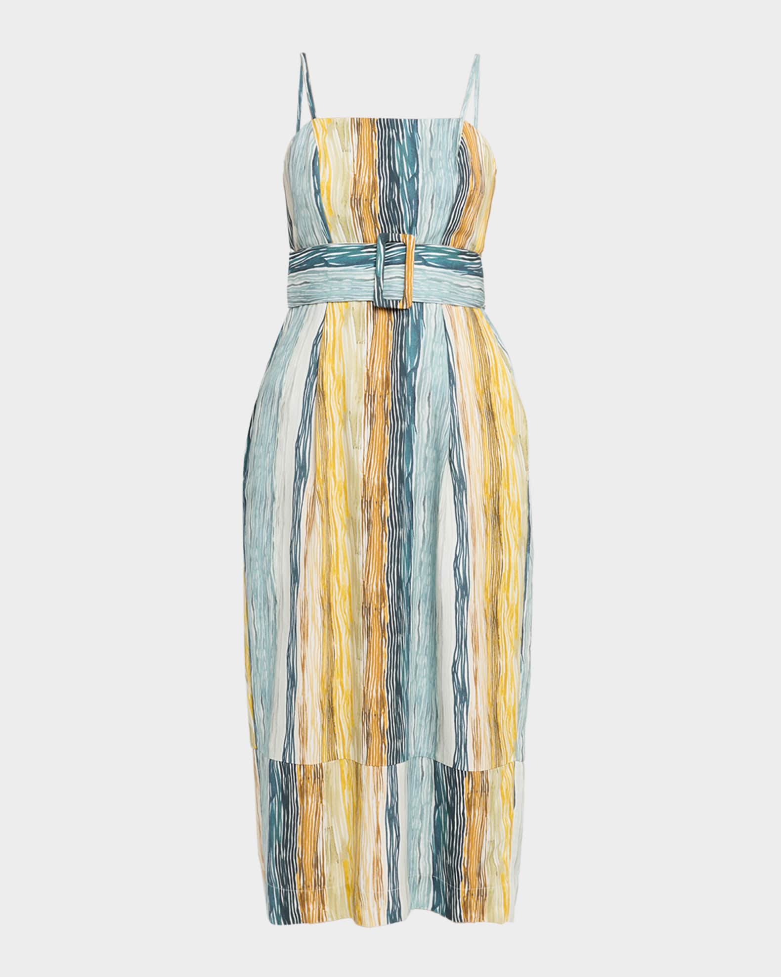 Rosie Assoulin Artichoke Striped Belted Sleeveless Midi Dress | Neiman  Marcus