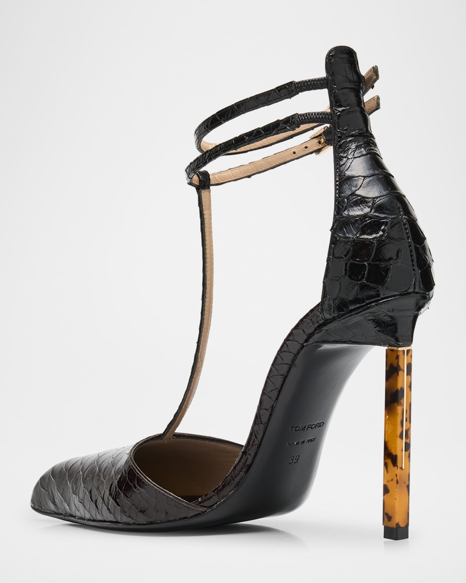 Python-Effect Stiletto T-Strap Pumps  1