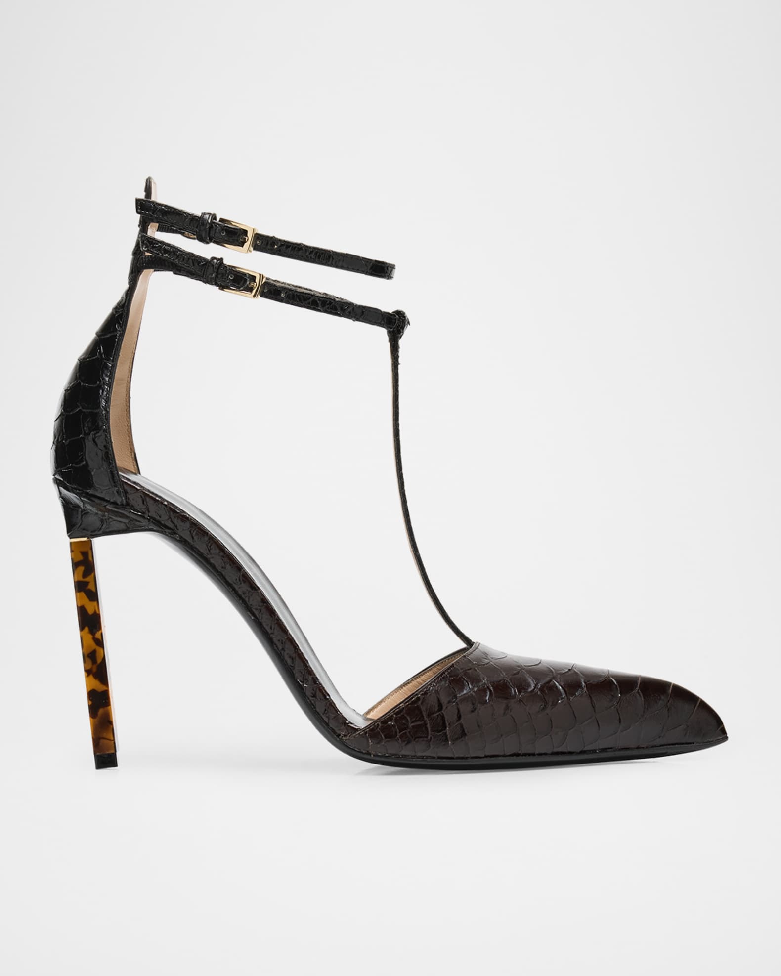 Python-Effect Stiletto T-Strap Pumps  0