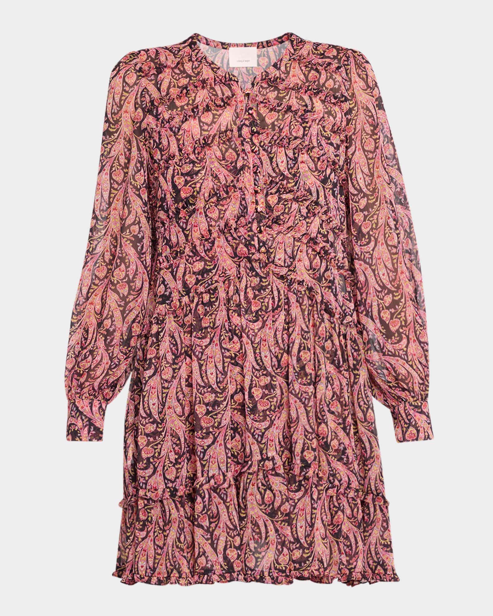 Rivie Long-Sleeve Charming Paisley Dress 0