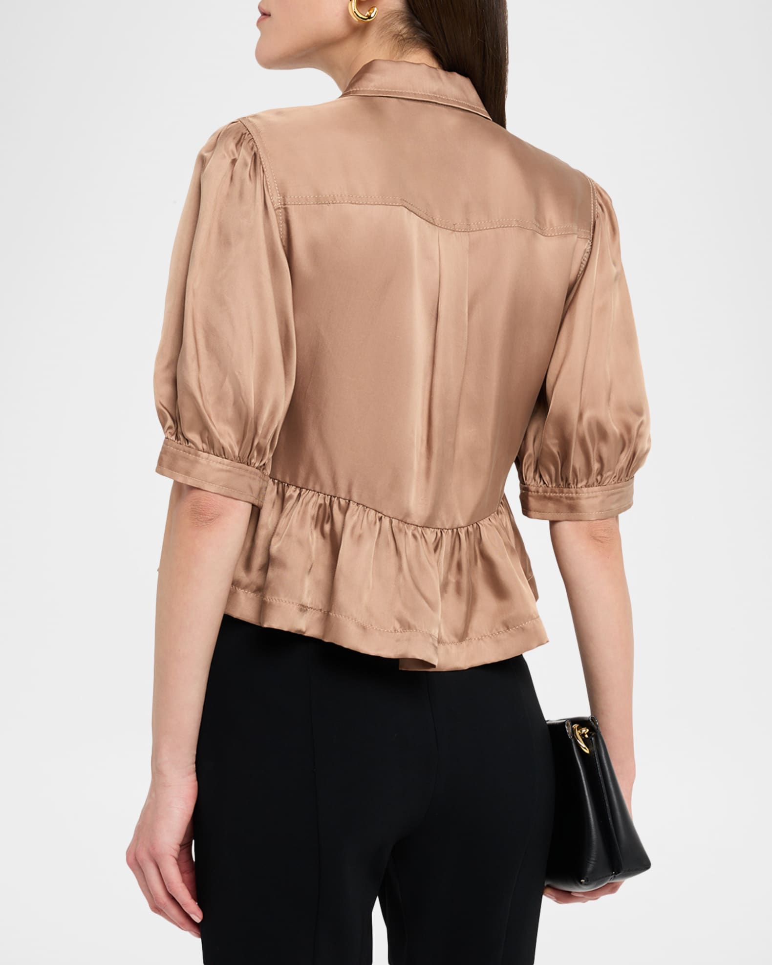 Cinq a Sept Daphne Puff-Sleeve Peplum Jacket | Neiman Marcus
