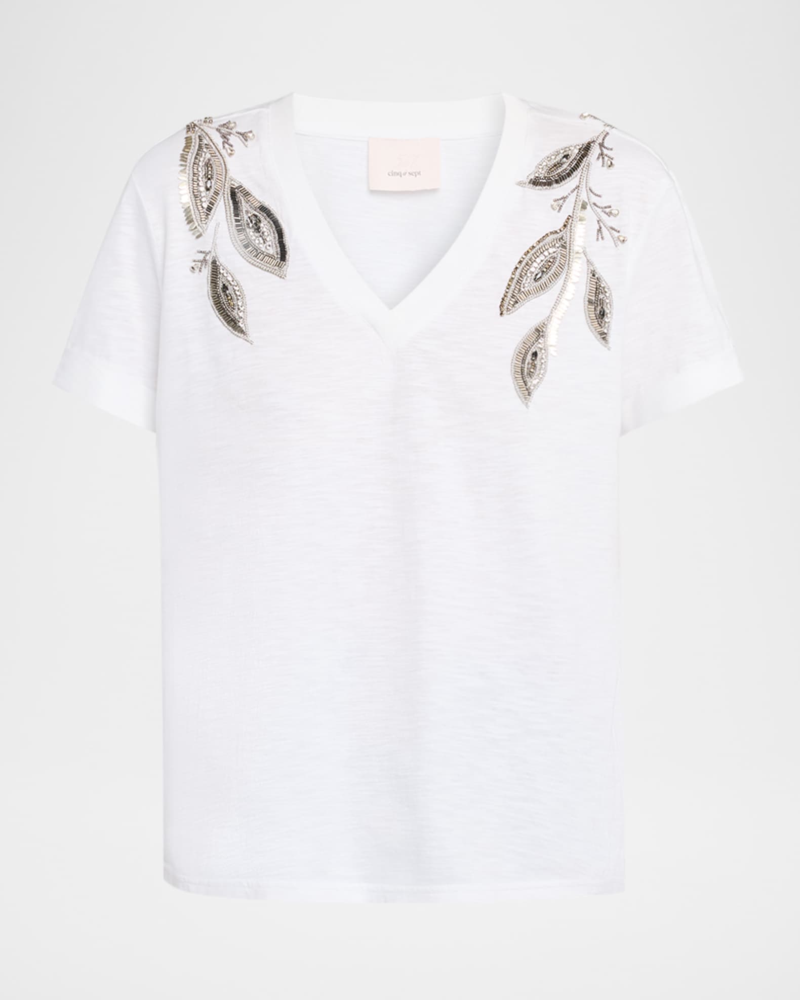 Bree V-Neck Beaded Paisley Tee 0