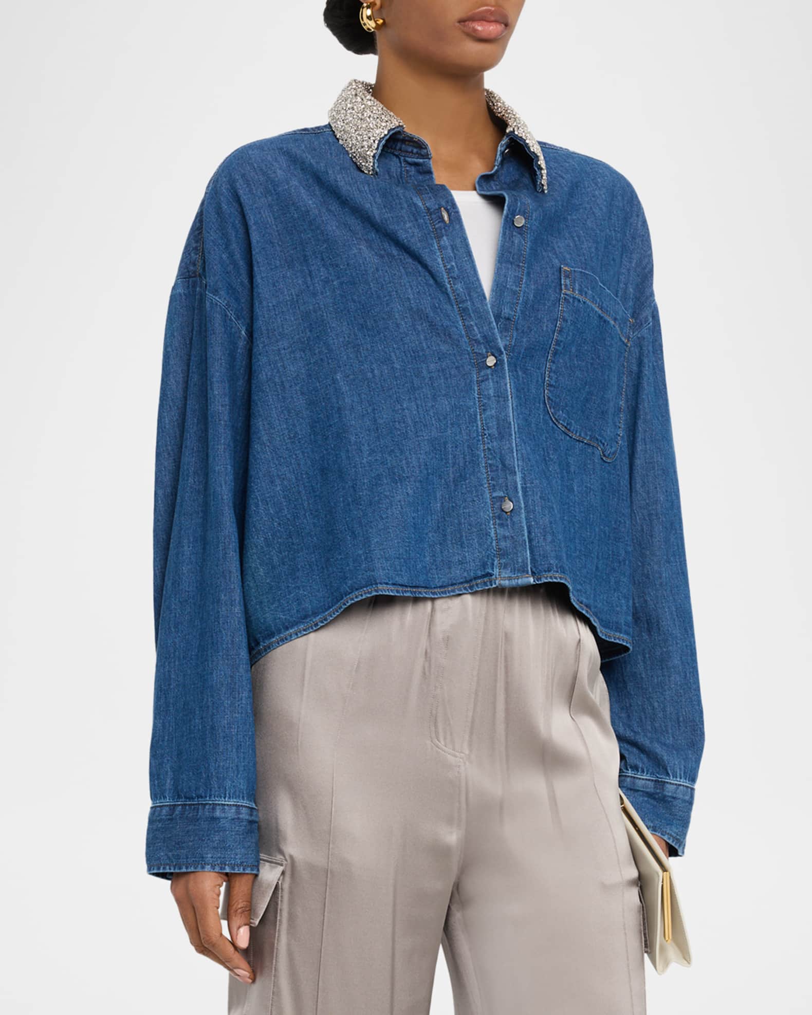 トップス HOLIDAY PURITAN COLLAR DENIM SHIRT holiday PURITAN COLLAR DENIM SHIRTデニムシャツ