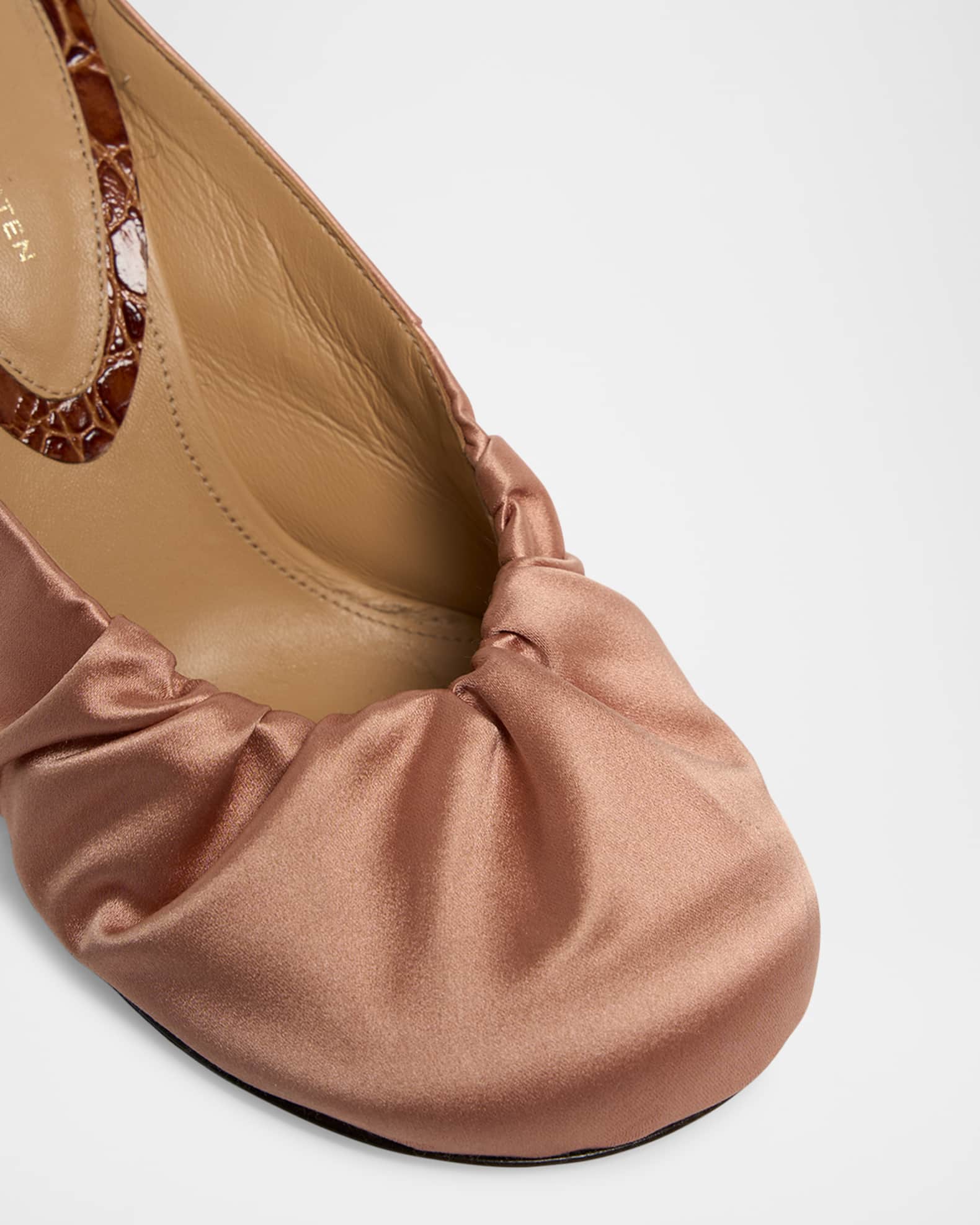Dries Van Noten Ruched Satin Mules | Neiman Marcus