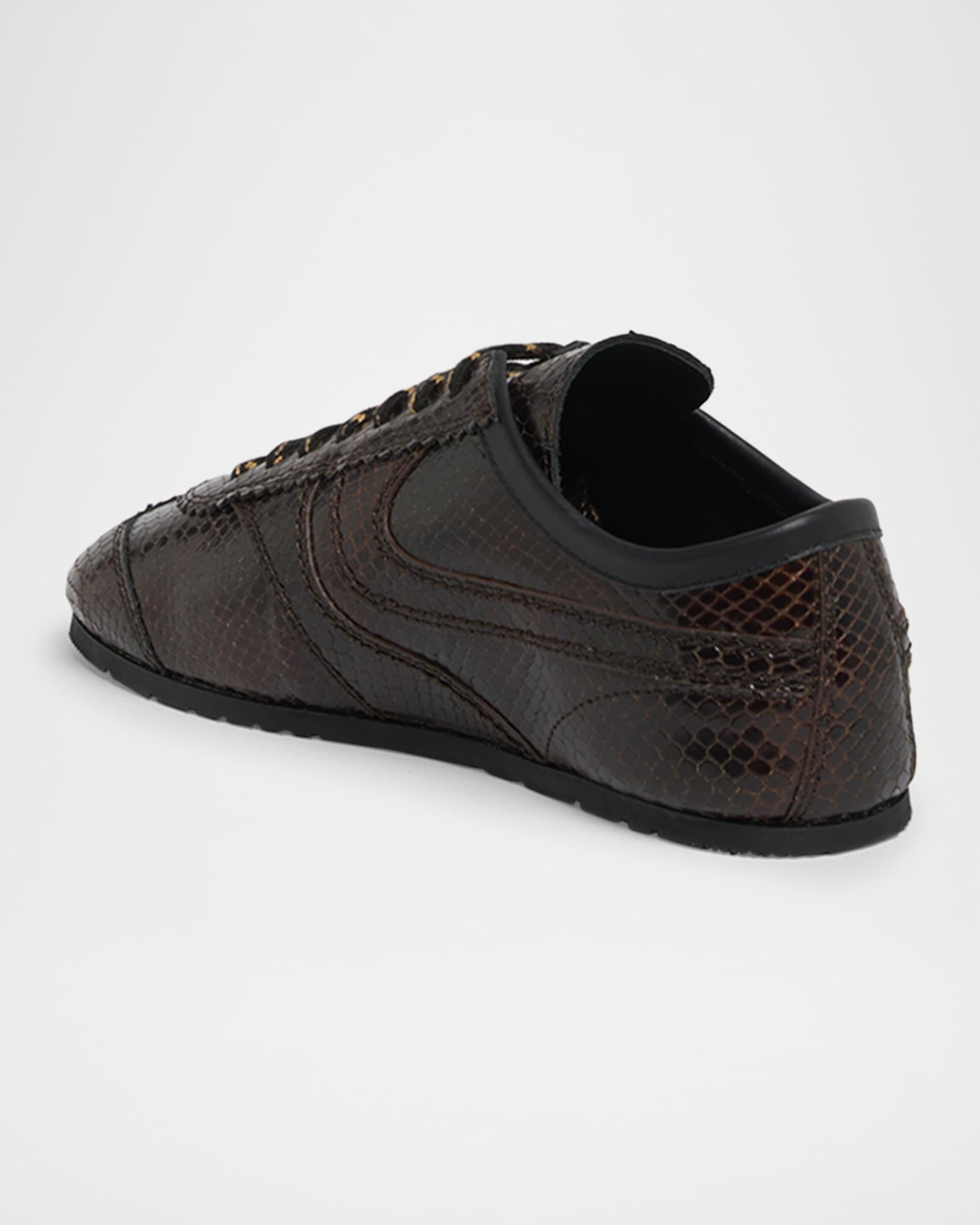 Dries Van Noten Dustin Snake-Embossed Leather Retro Sneakers