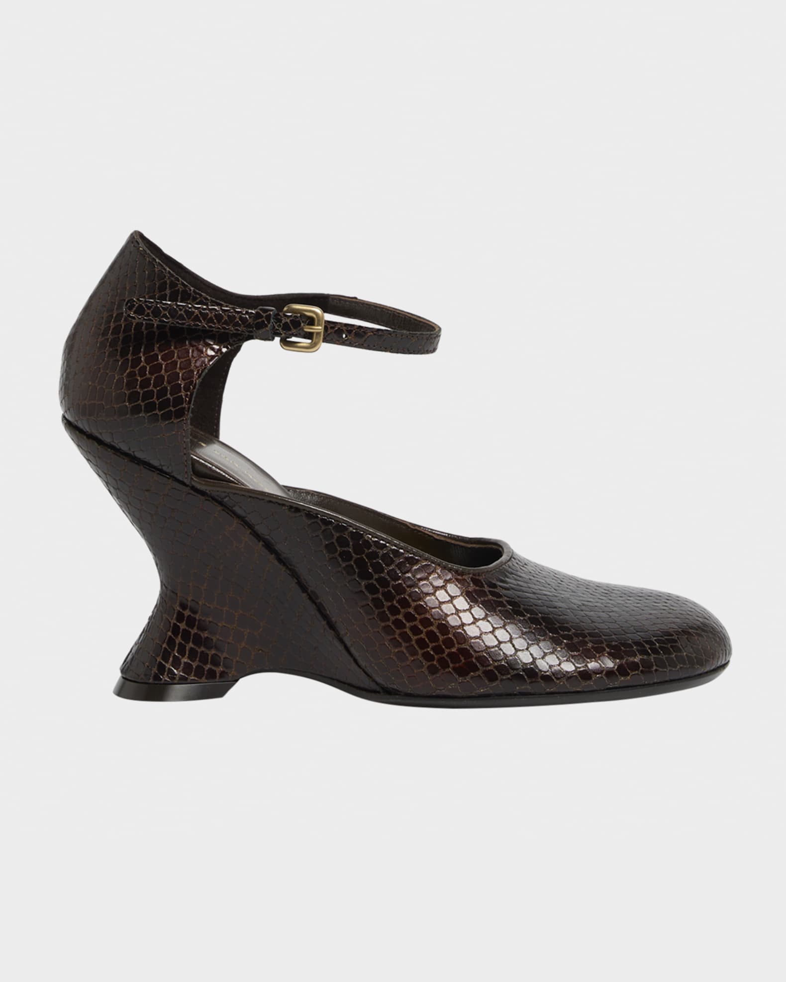 Dries Van Noten Python Stamped Leather Wedge Pumps | Neiman Marcus
