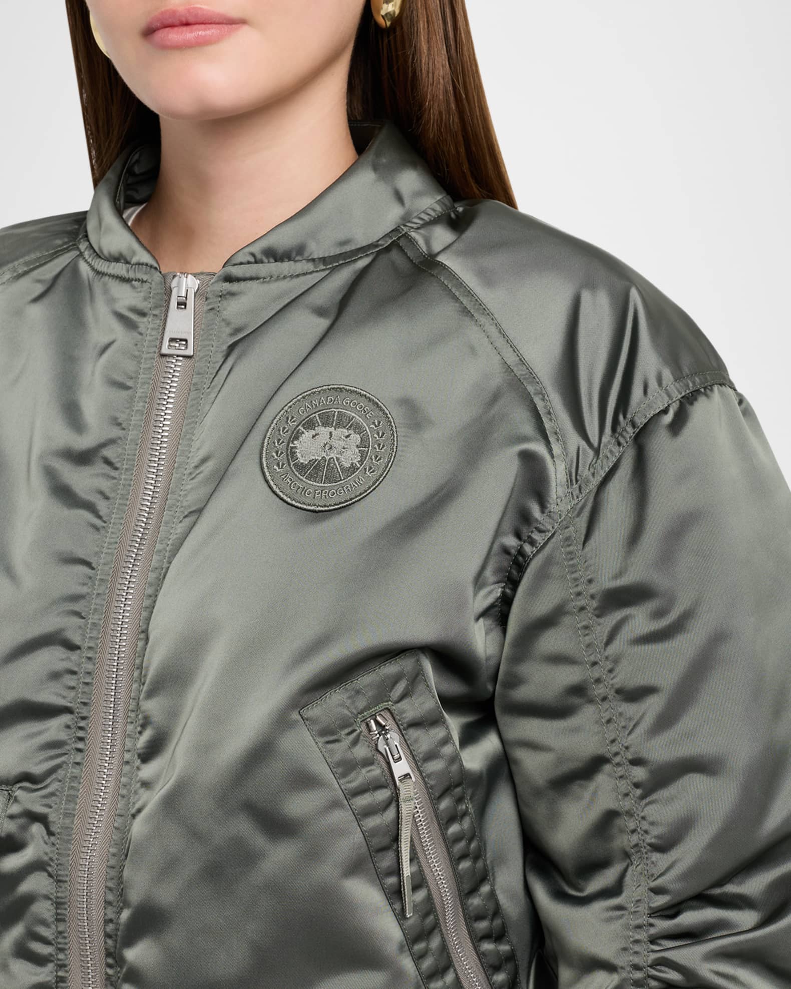 Canada Goose Jade Down Satin Bomber Jacket | Neiman Marcus