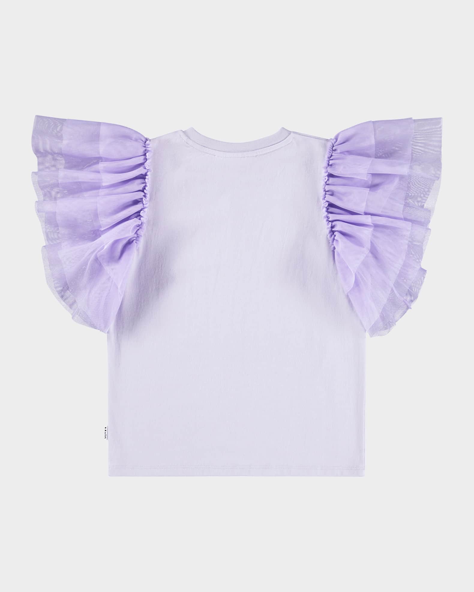 Girl's Robyn Tulle-Sleeve Cotton T-Shirt, Size 4-6 1
