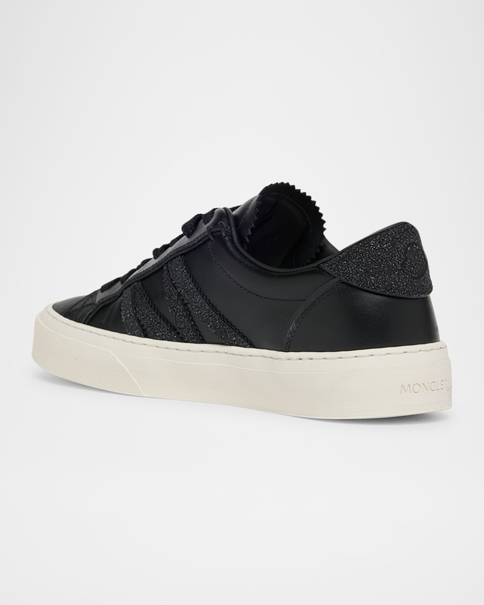 Moncler Monaco 2 Low-Top Glitter Leather Sneakers | Neiman