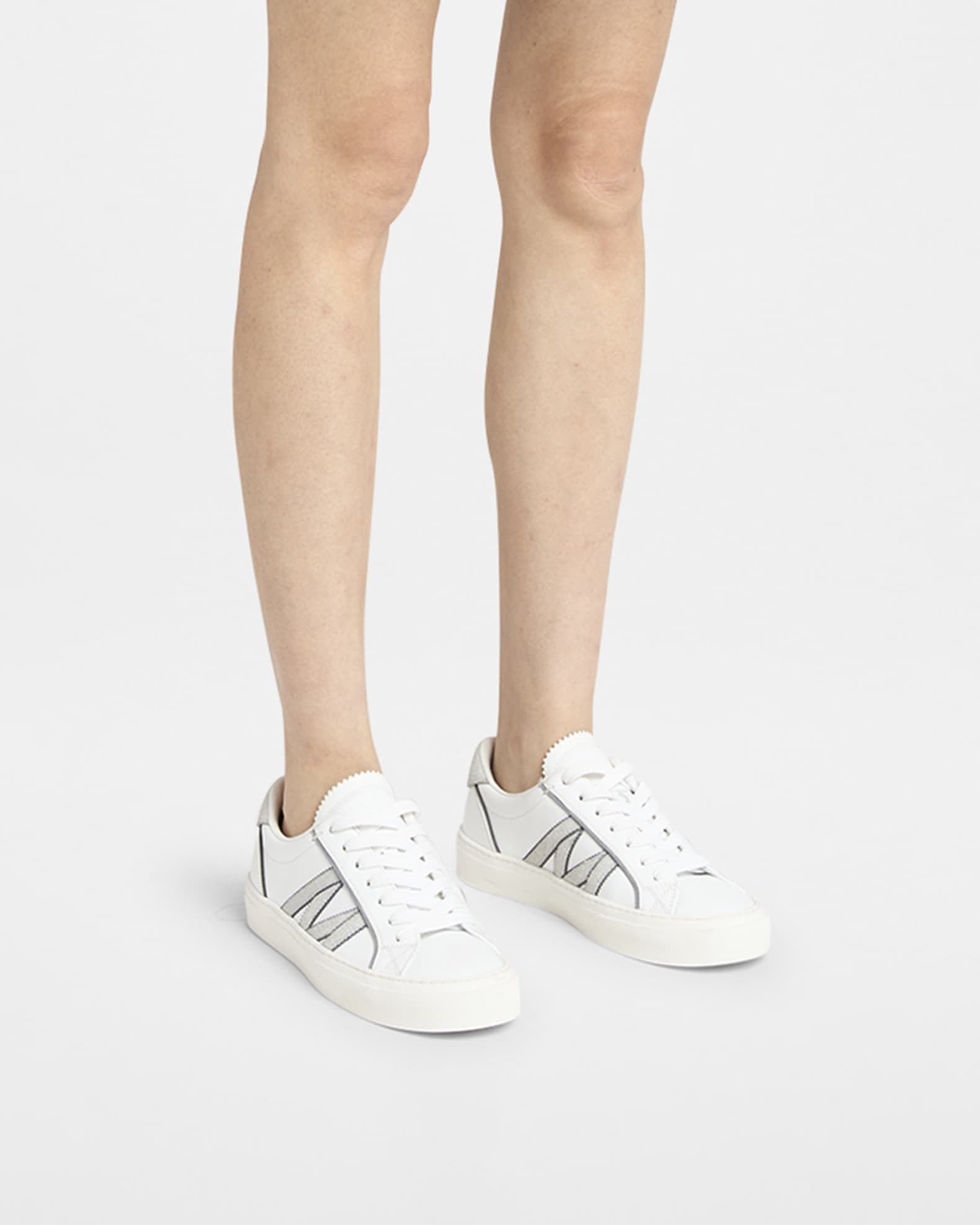 シューズ・サンダルその他 Moncler White leather Monaco2 sneakers Moncler 