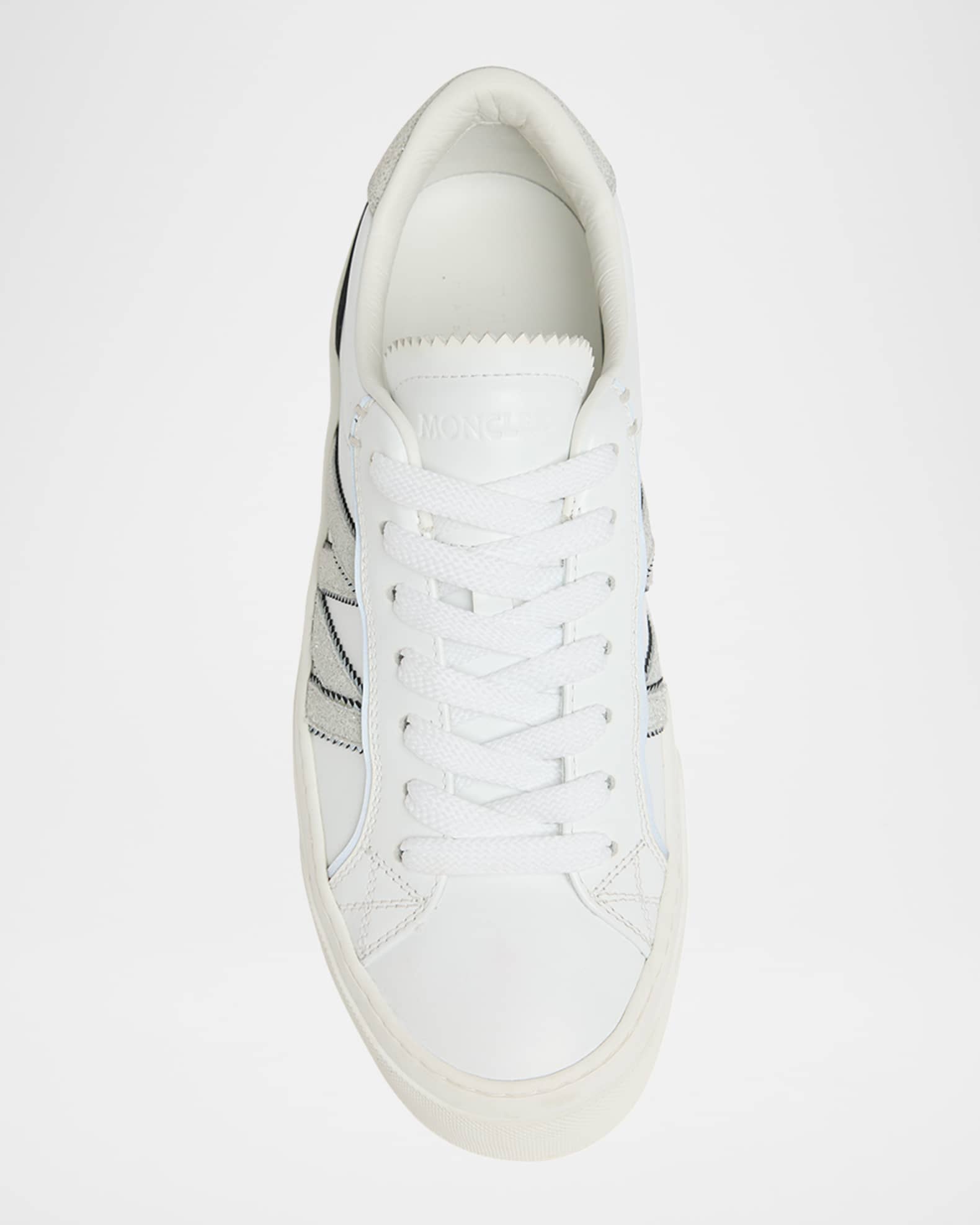 Moncler Monaco 2 Low-Top Glitter Leather Sneakers | Neiman
