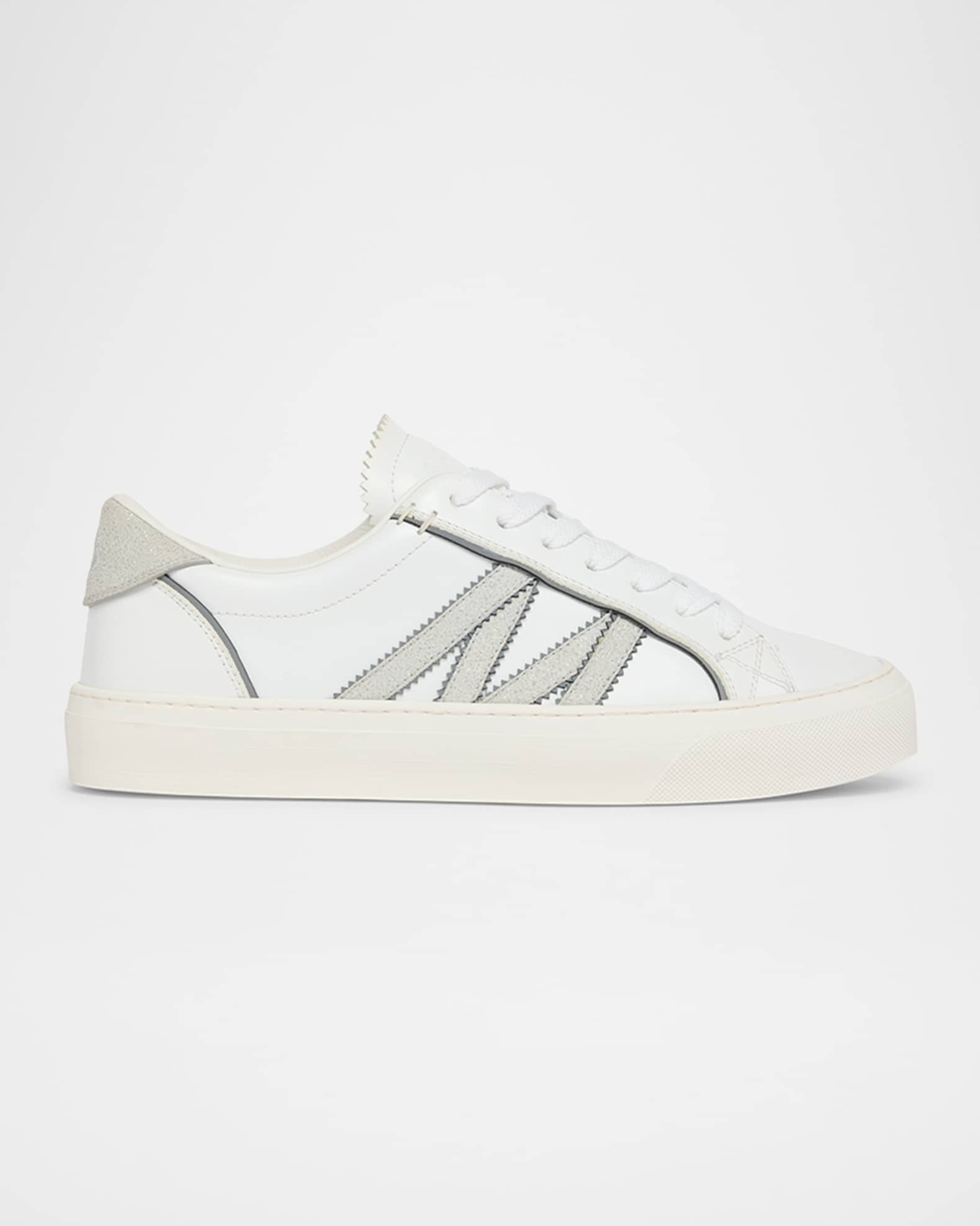 Moncler Monaco 2 Low-Top Glitter Leather Sneakers | Neiman