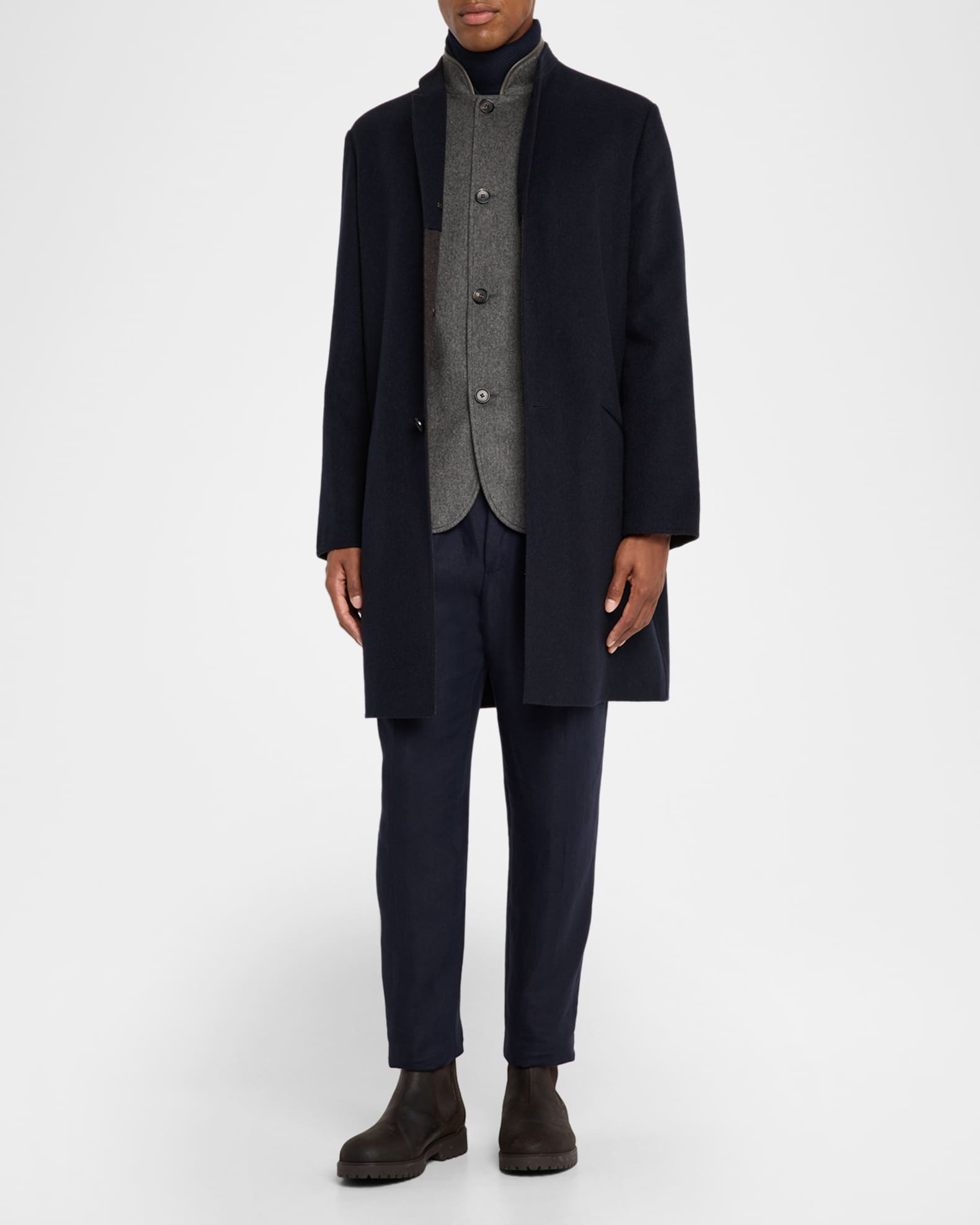 Loro Piana Men's Javier Double Knit Cashmere Rain Overcoat