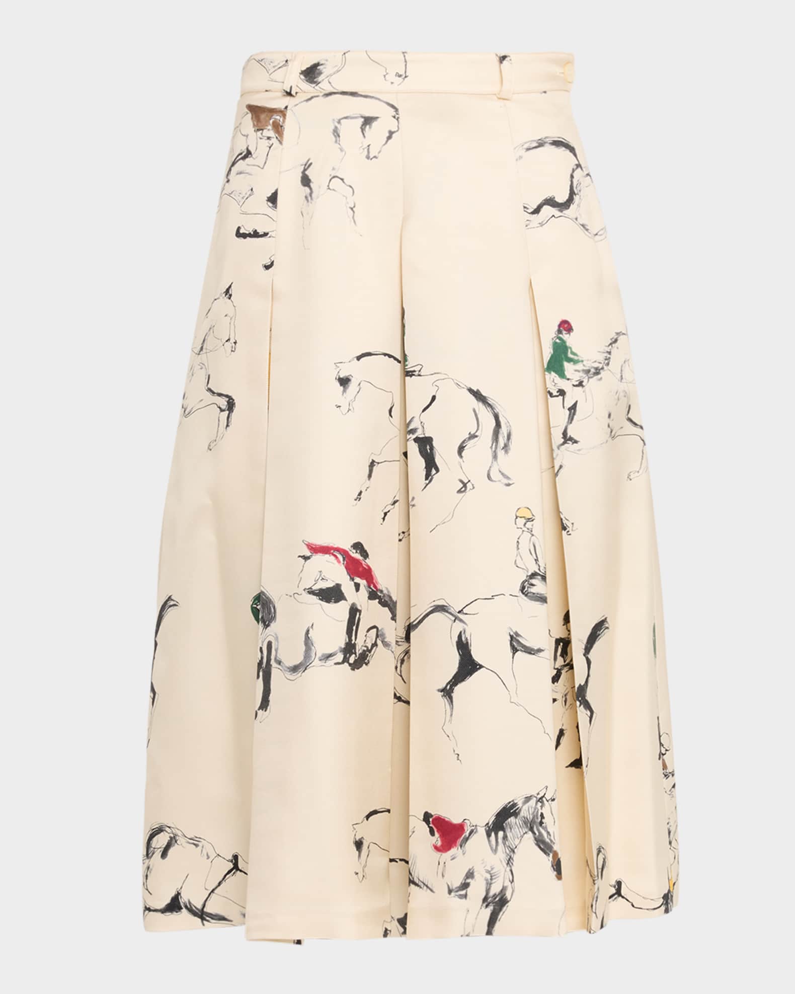 Loro Piana Mark Pleated Bermuda Skirt | Neiman Marcus