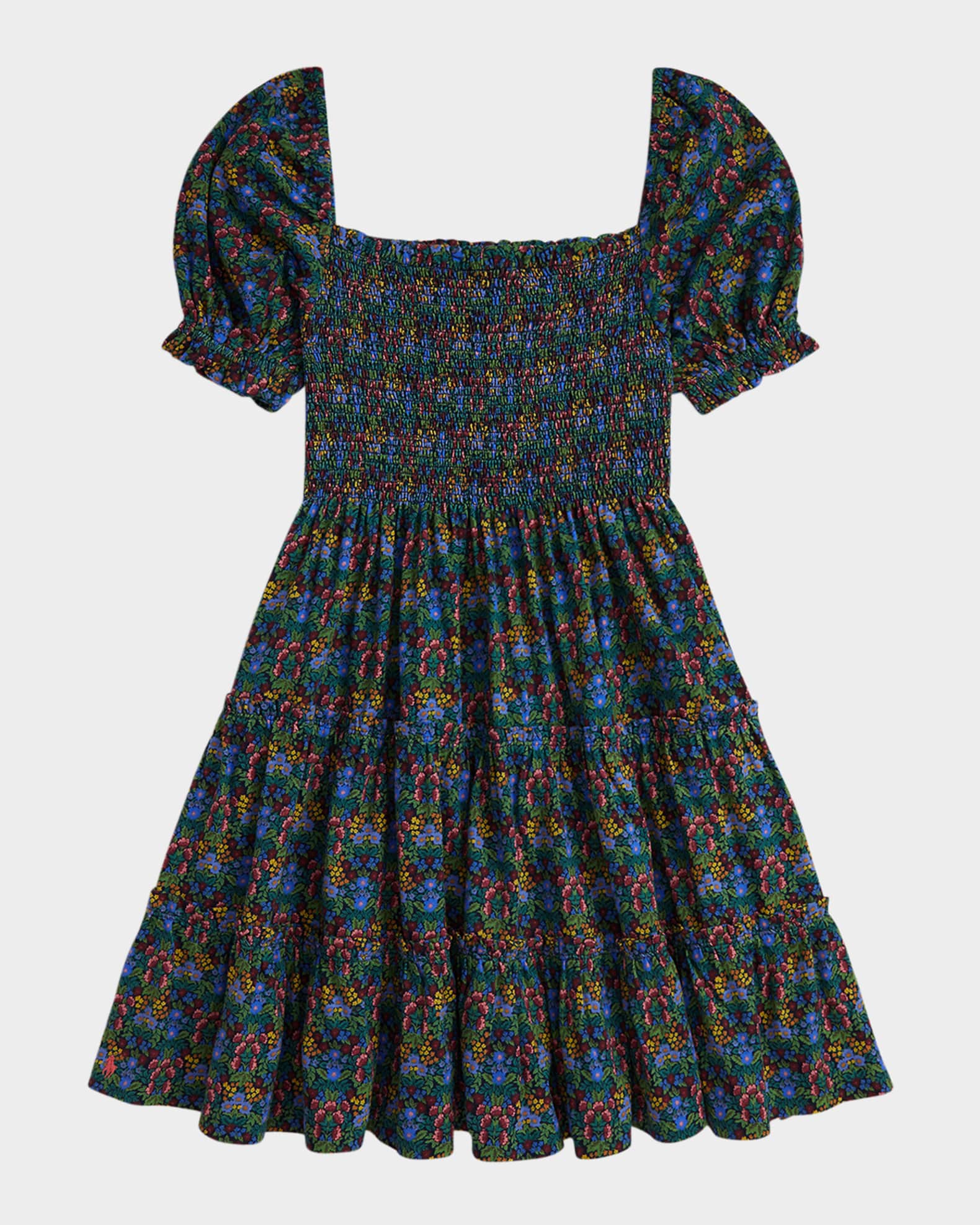 Girl's Smocked Floral Cotton Jersey Dress 0