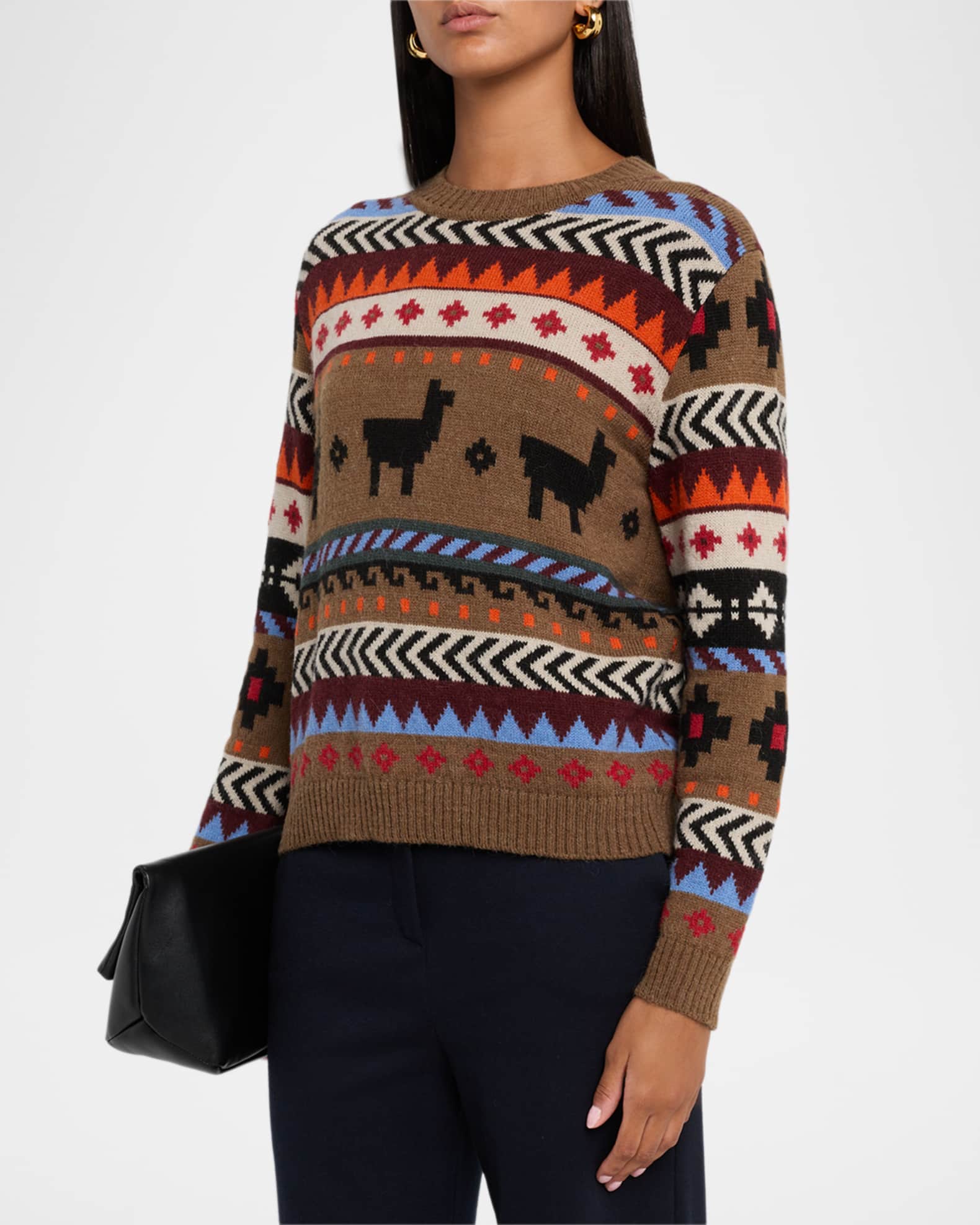 Weekend Max Mara Quirite Jacquard-Knit Crewneck Sweater | Neiman