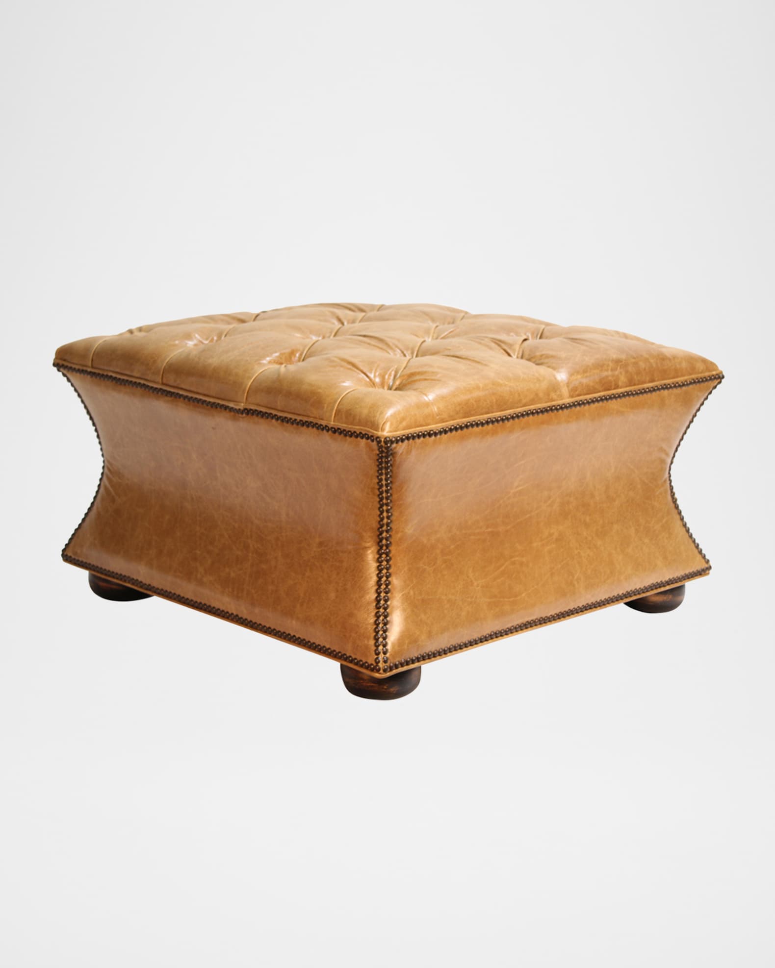 Cleo Tufted Leather Ottoman 0
