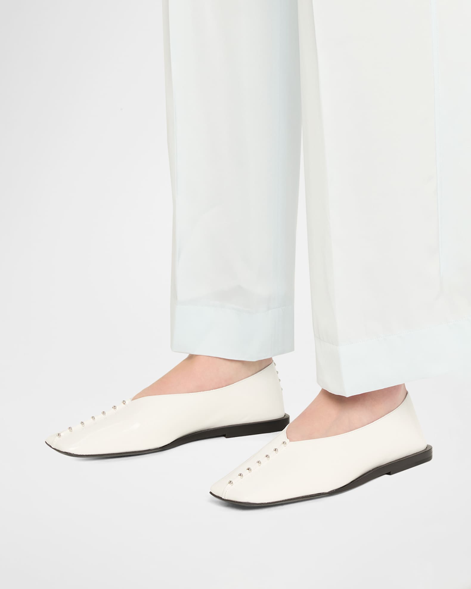 Jil Sander Studded Leather Ballerina Flats | Neiman Marcus