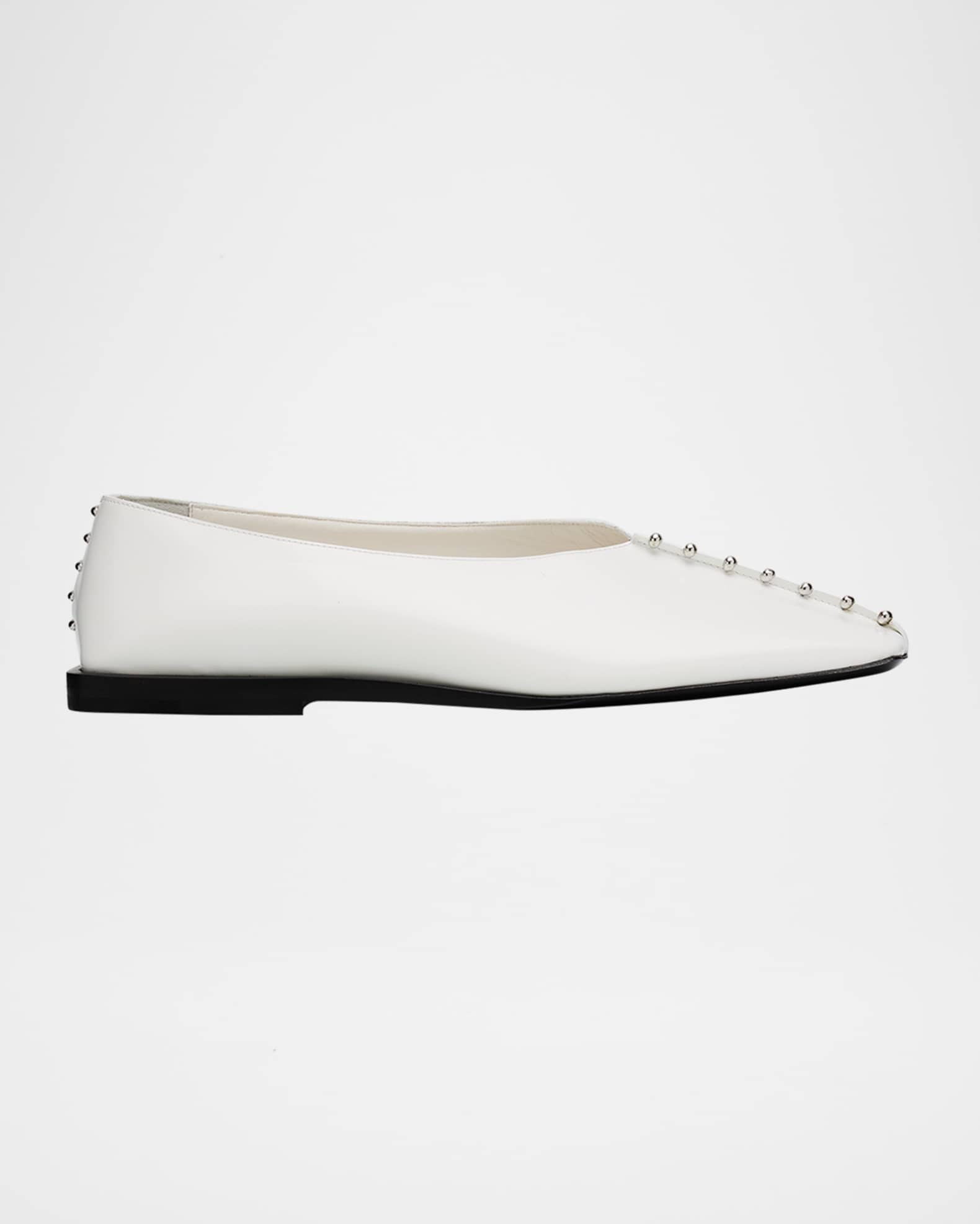 m*e様 JIL SANDER BALLERINA White Jil Sander Studded Leather Ballerina Flats | Neiman Marcus