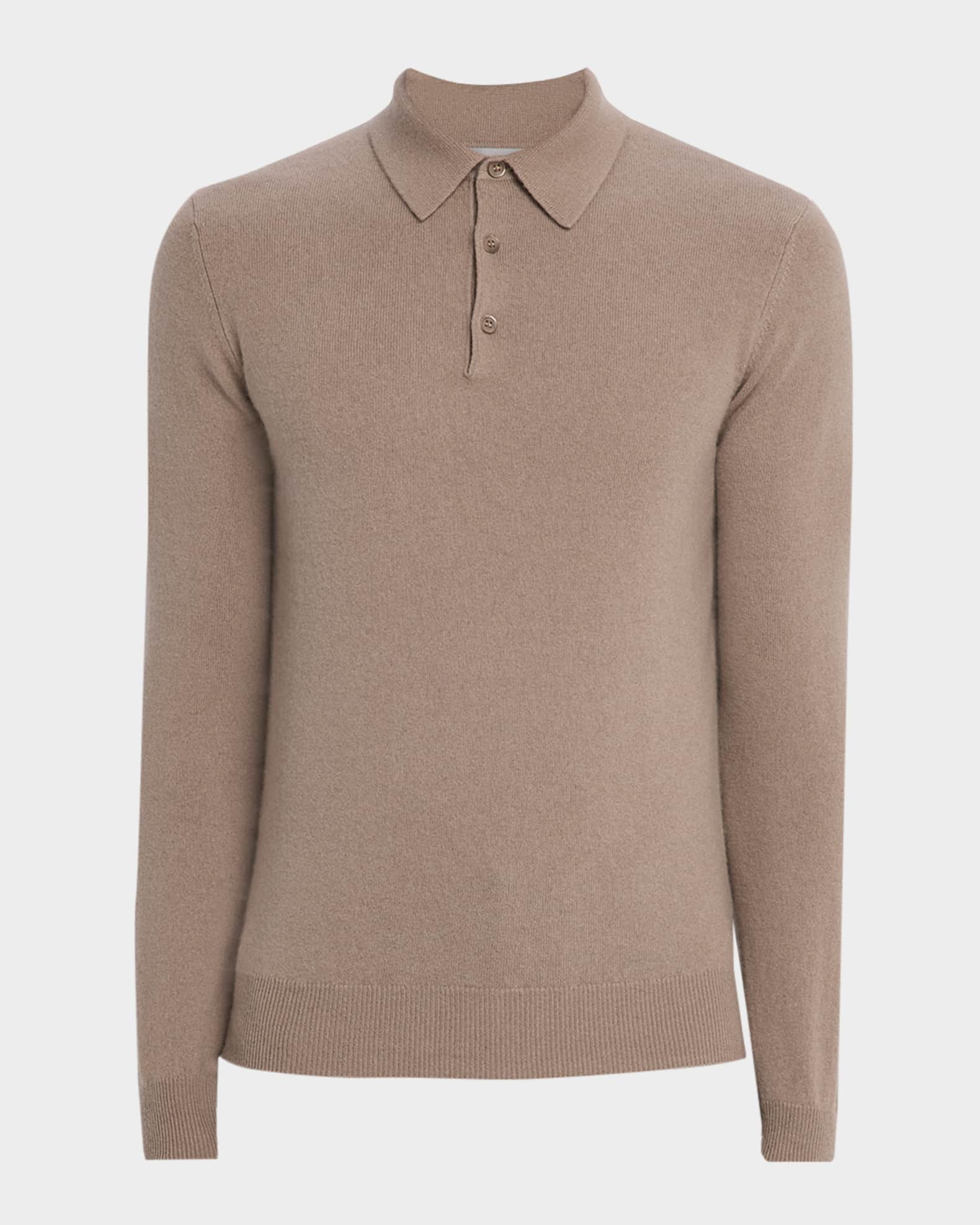 Men's Cashmere Long-Sleeve Polo Sweater | Neiman Marcus