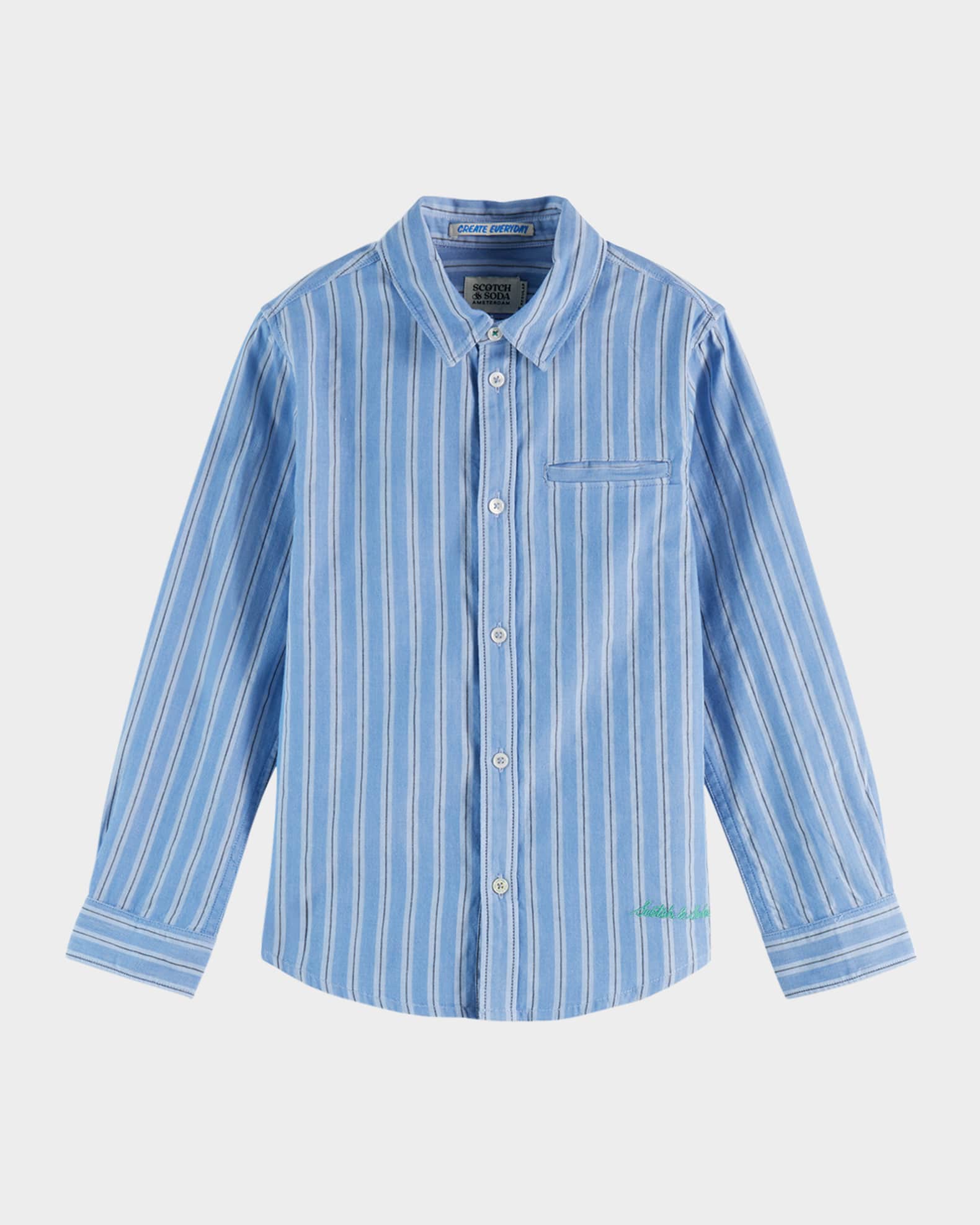 Boy's Yarn-Dyed Stripe Button-Front Shirt, Size 4-12 0