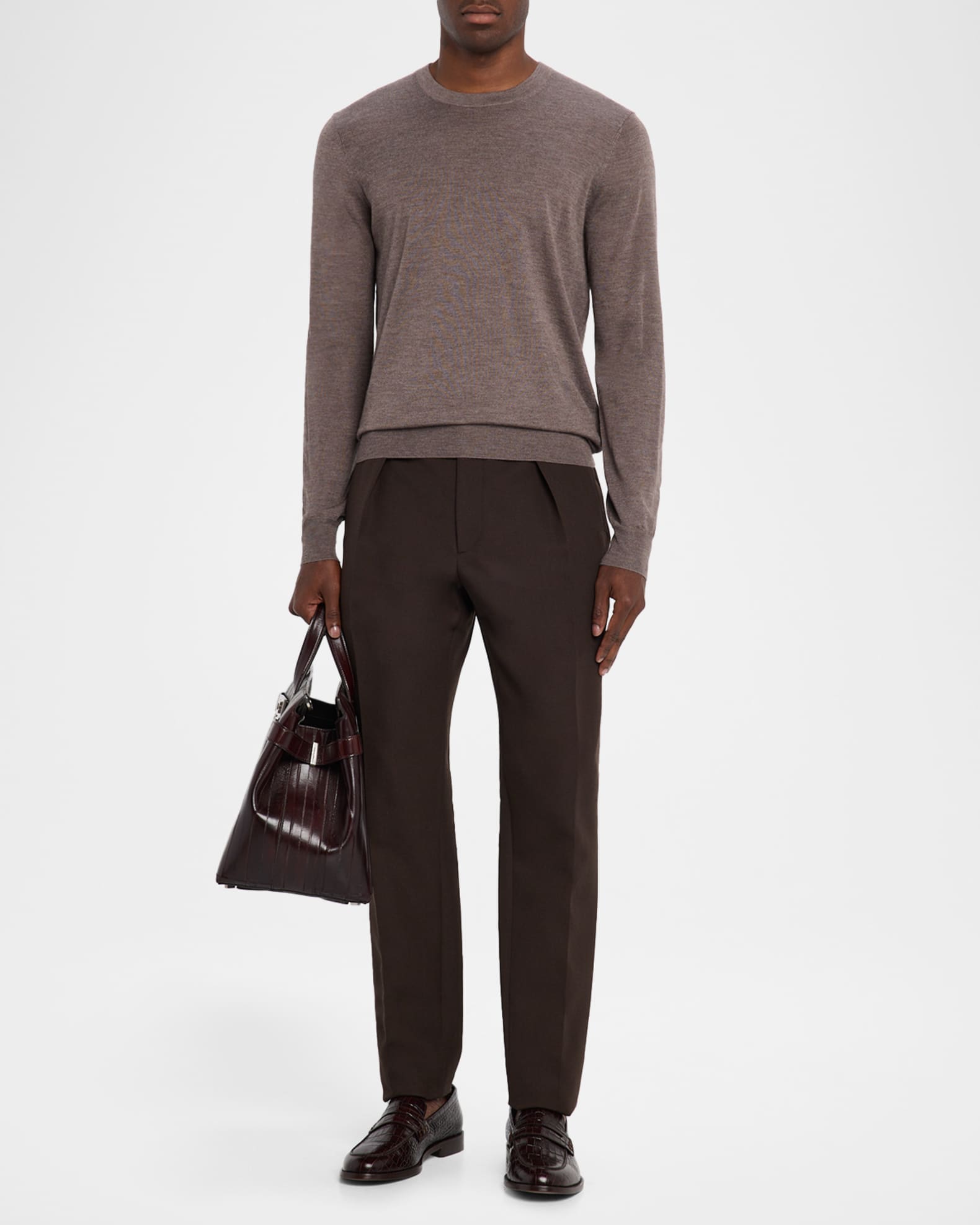 Men's Cashmere and Silk Slim Crewneck Sweater 1