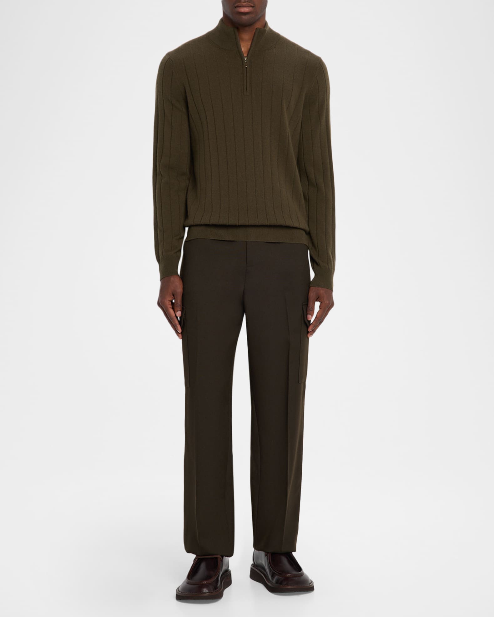 Men's Cashmere Rib Quarter-Zip Sweater 1