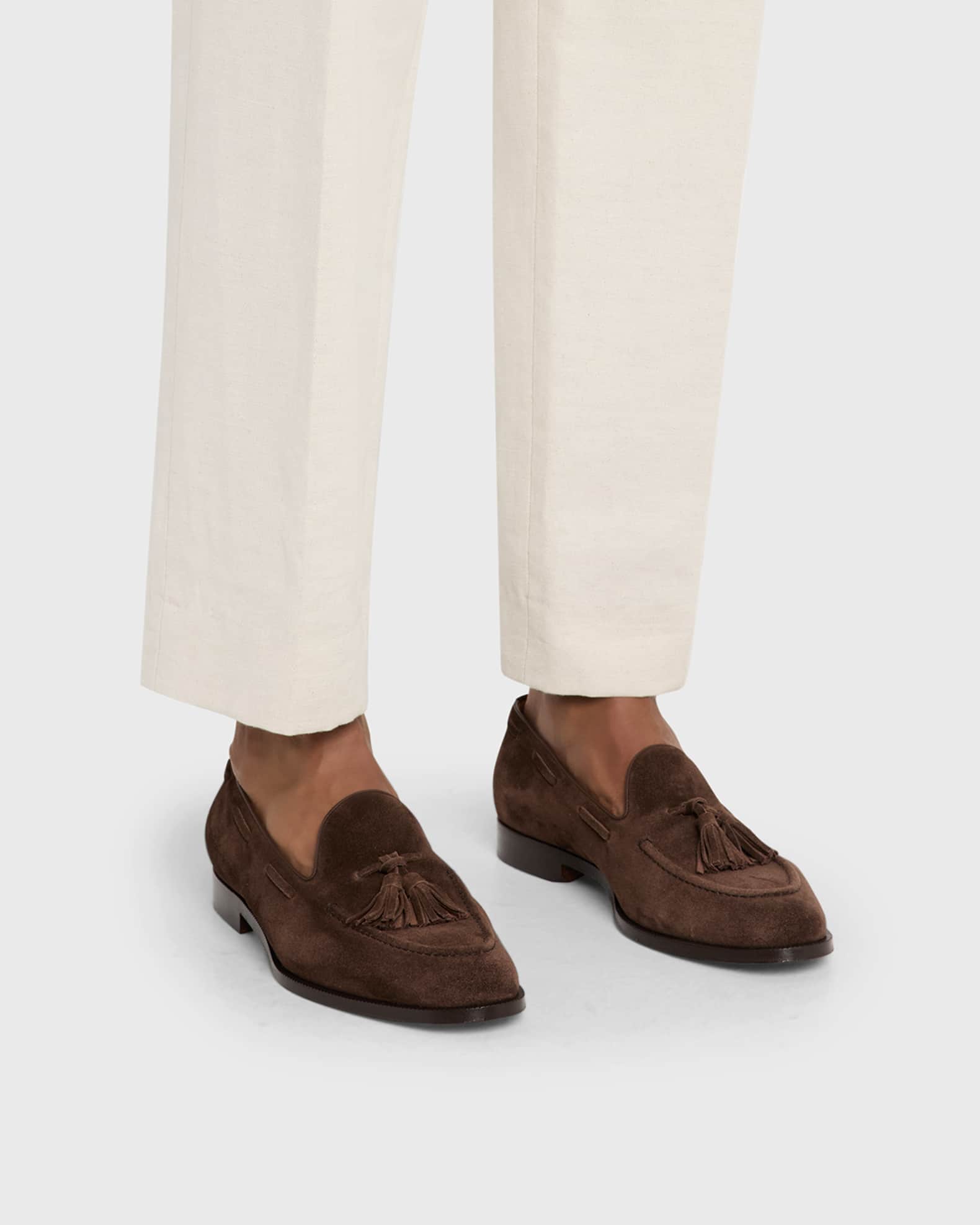 Loro Piana Men's Serge Suede Tassel Loafers | Neiman Marcus