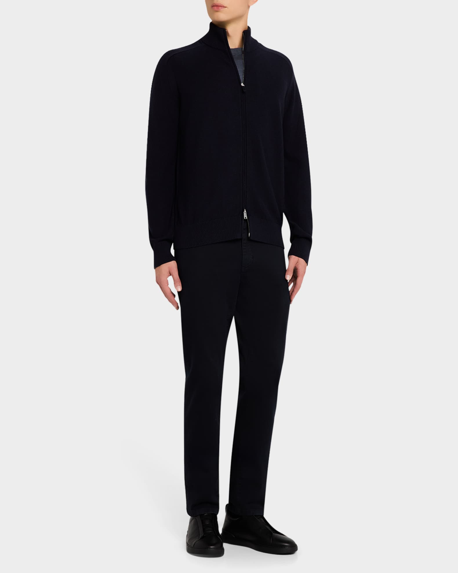 ZEGNA Men's Melange Cashseta Full-Zip Sweater | Neiman Marcus