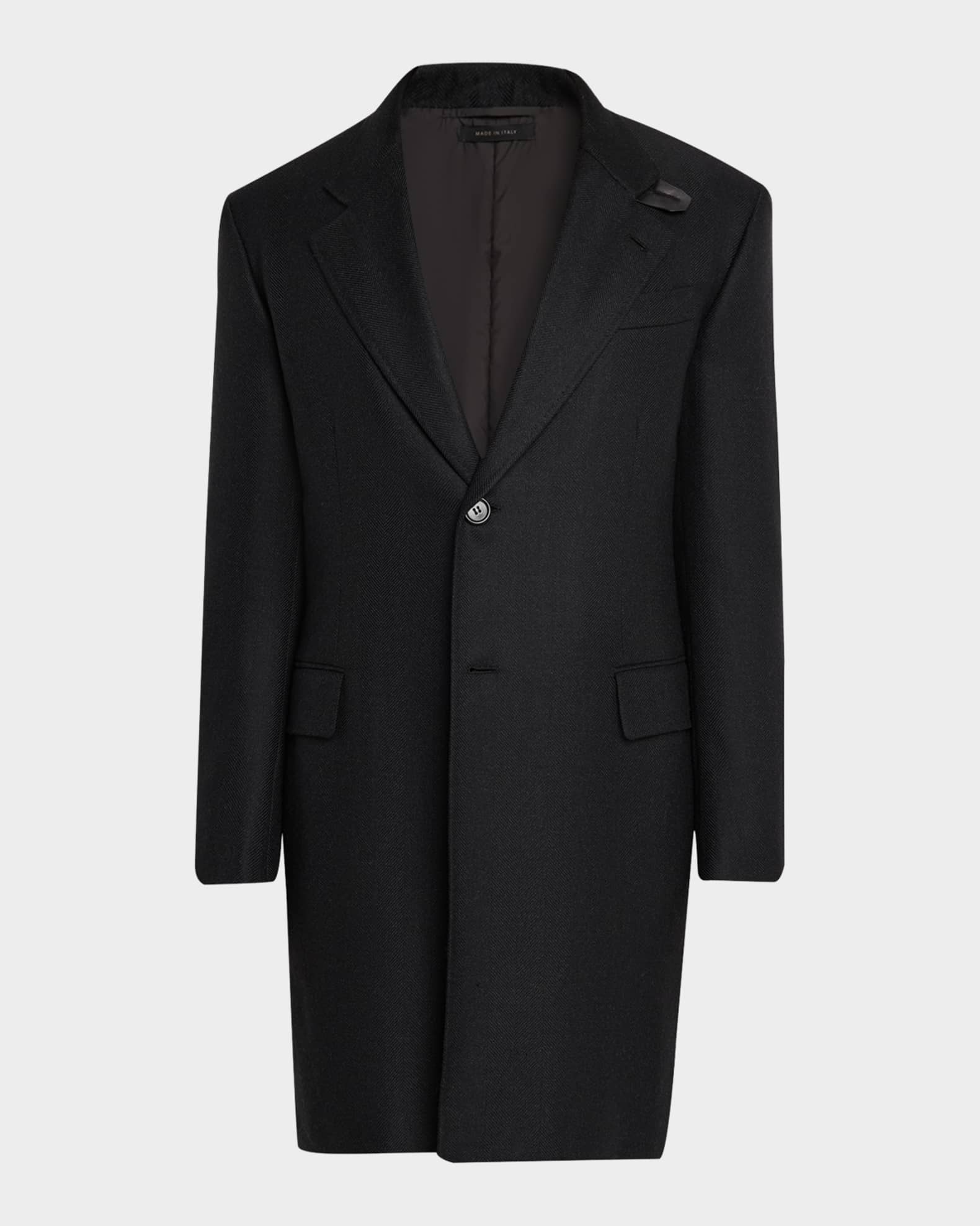 新品OVERCOAT WOOL TRICOTINE SPORT OVERCOAT Brioni Men's Wool Chevron Single-Breasted Overcoat | Neiman Marcus