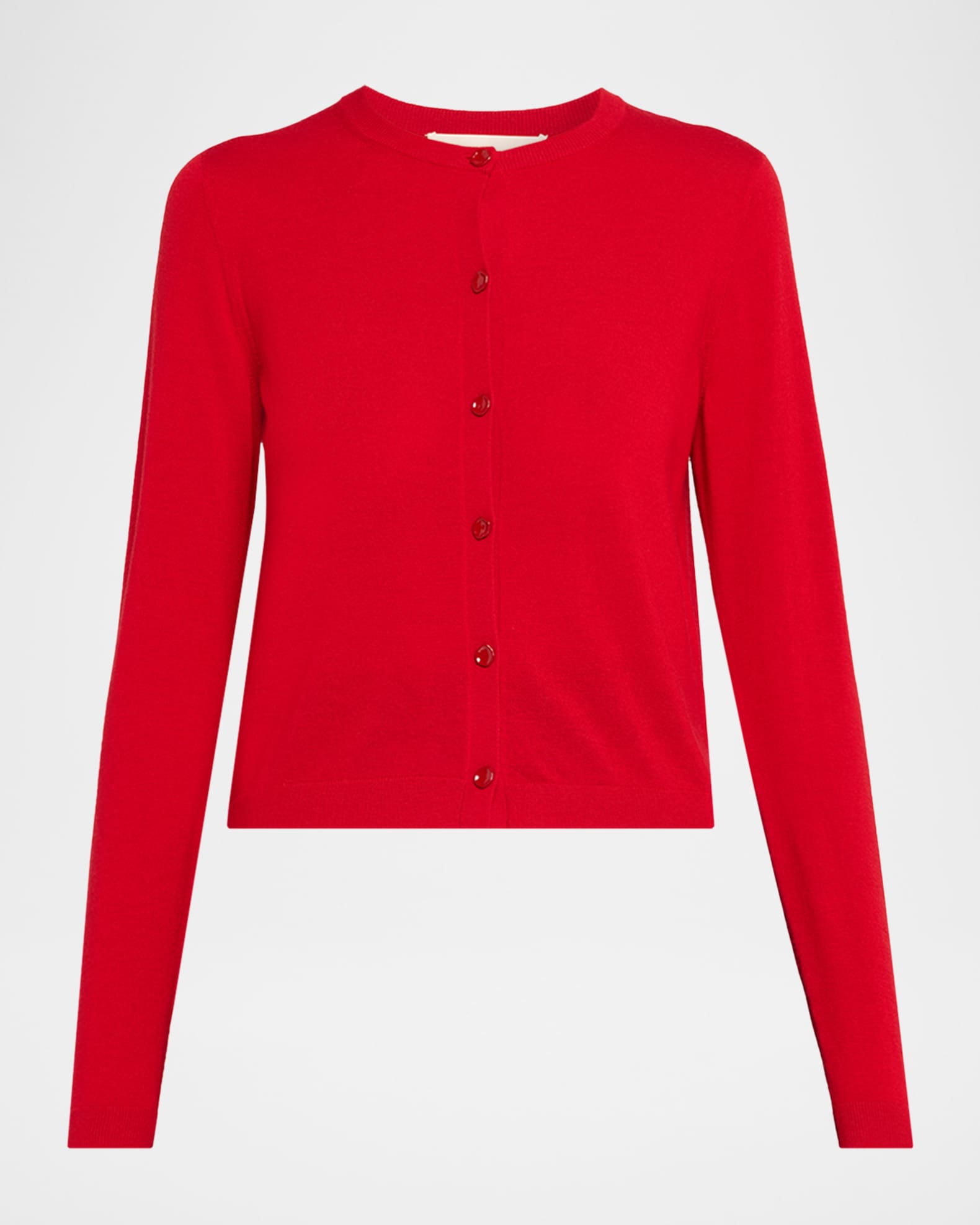 Long-Sleeve Merino Wool Crewneck Cardigan 0