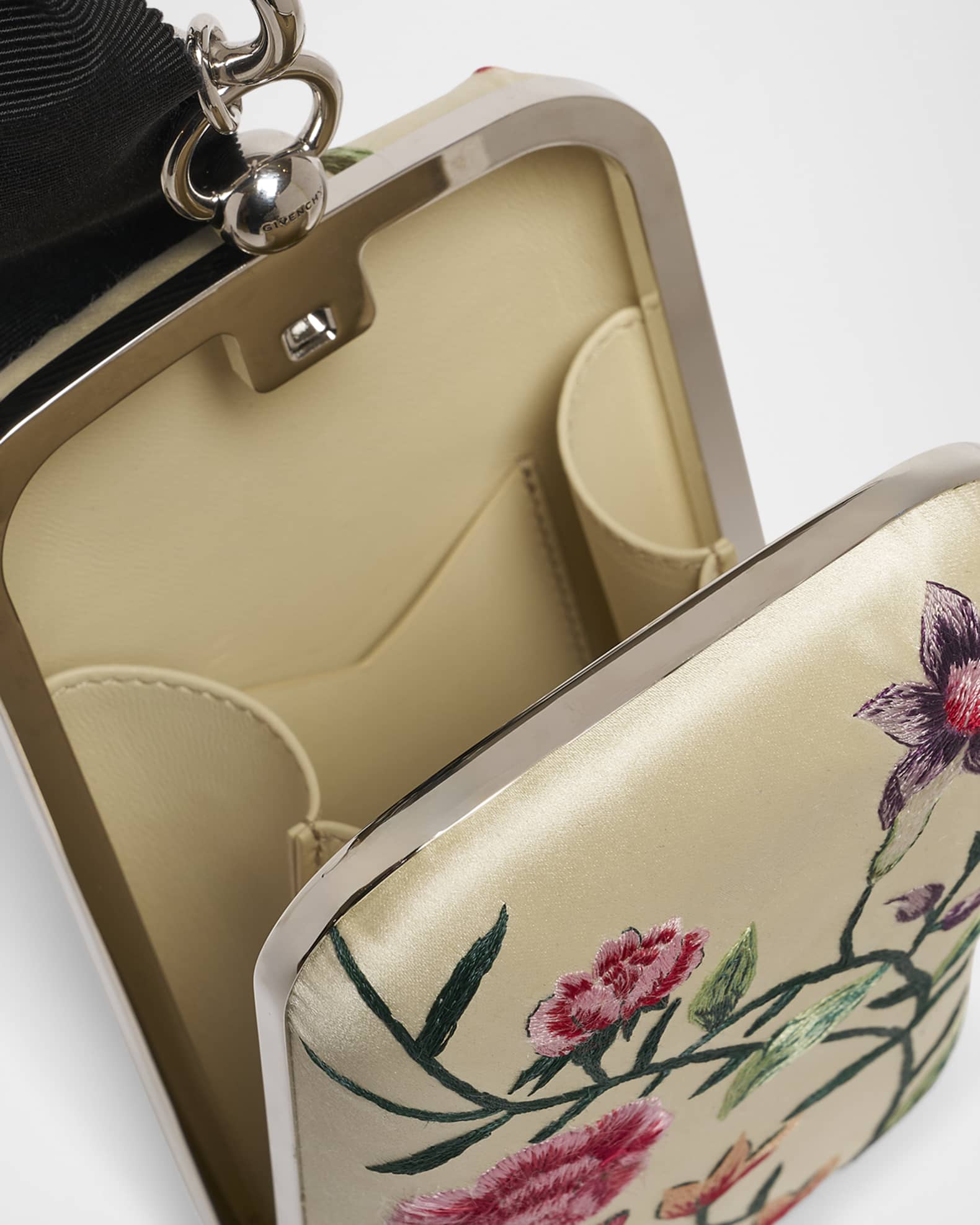 Givenchy Floral-Embroidered Wristlet Clutch Bag in Satin | Neiman