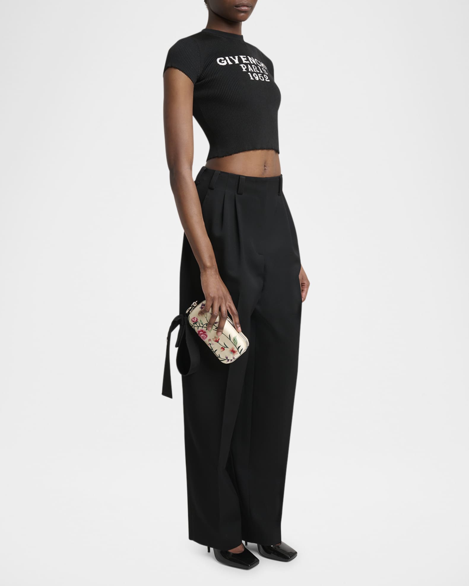 Givenchy Floral-Embroidered Wristlet Clutch Bag in Satin | Neiman