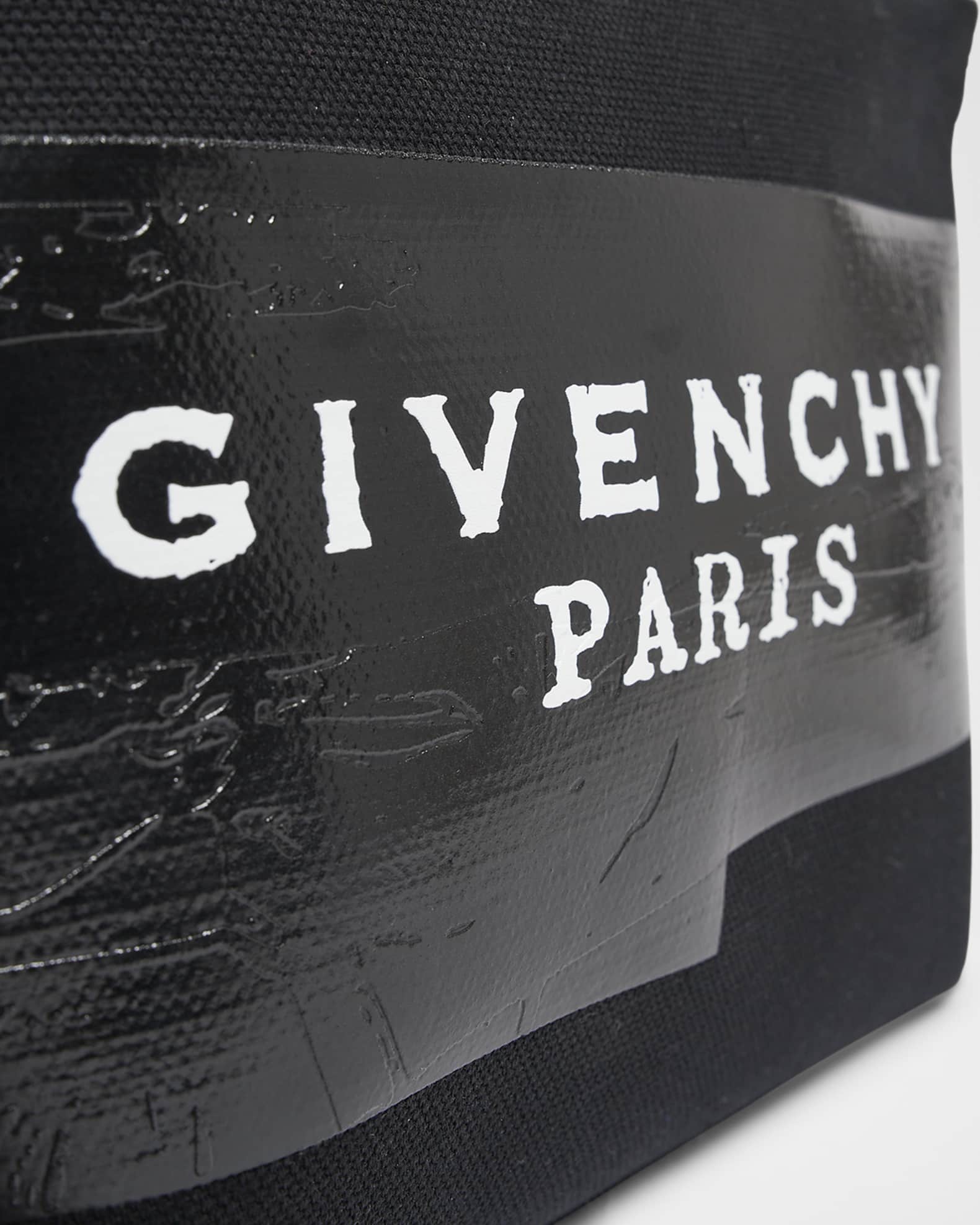 Givenchy Logo Tape Canvas Pouch with Wrist Strap | Neiman Marcus