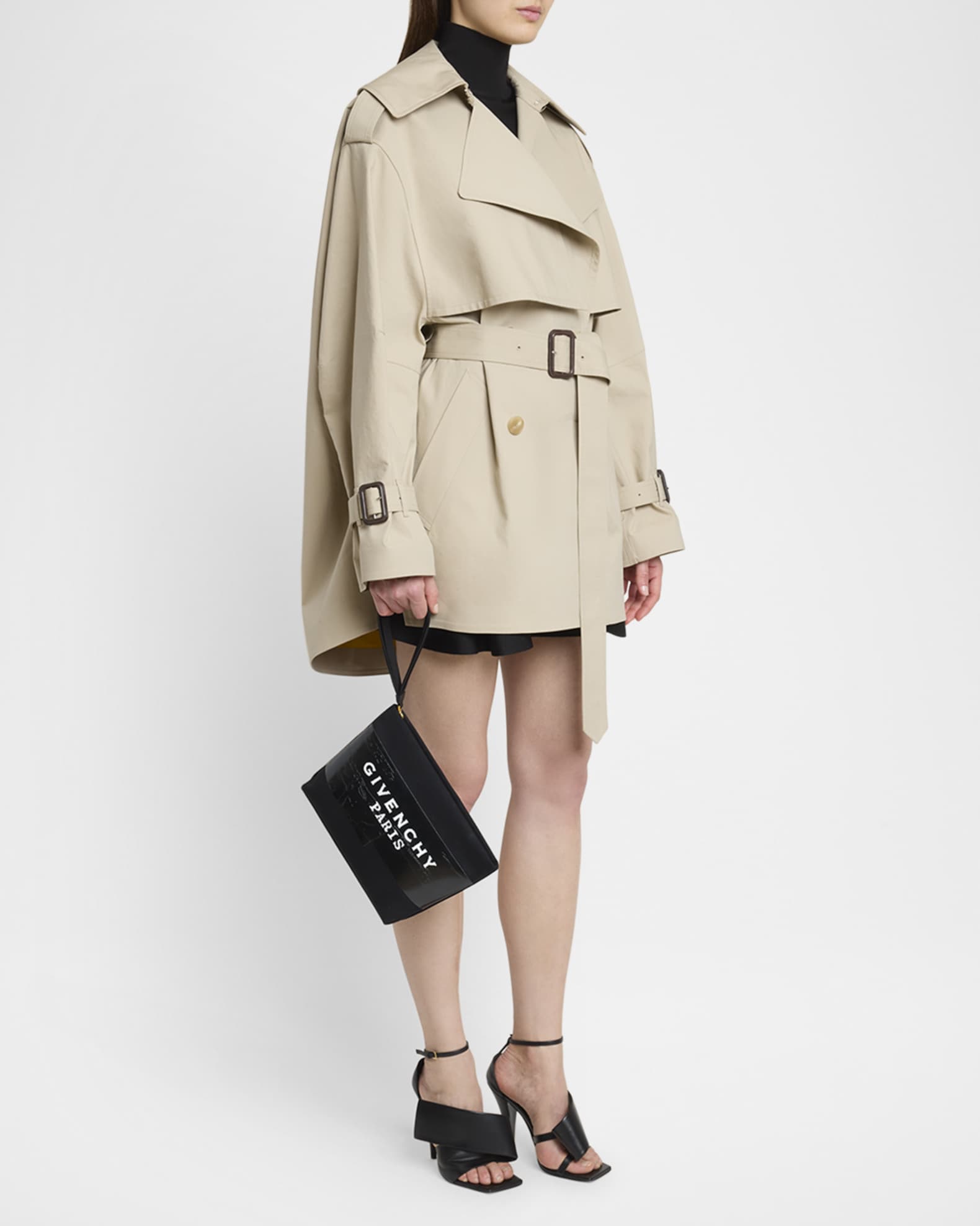 Givenchy Logo Tape Canvas Pouch with Wrist Strap | Neiman Marcus