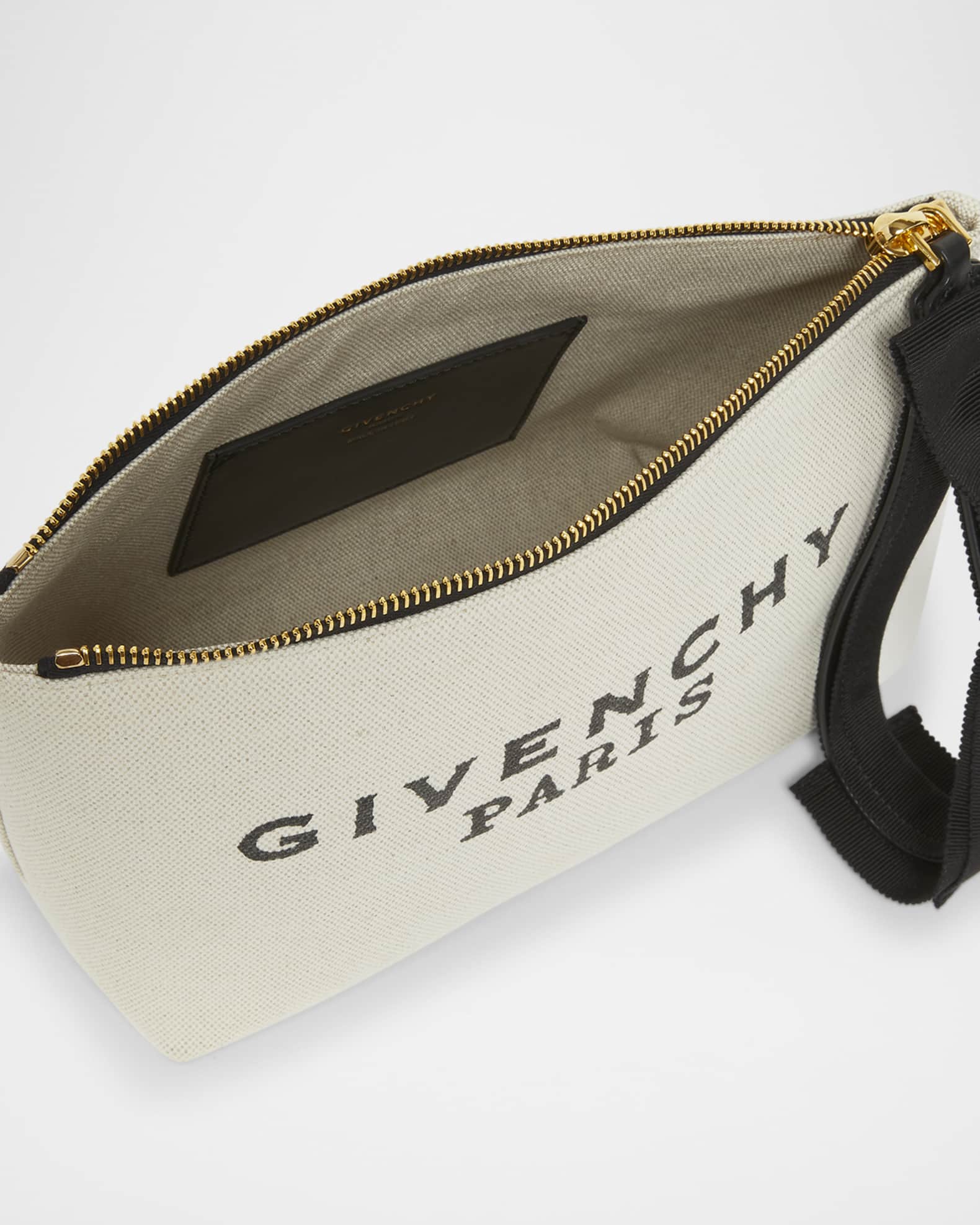 Givenchy Logo Canvas Pouch with Bow Strap | Neiman Marcus