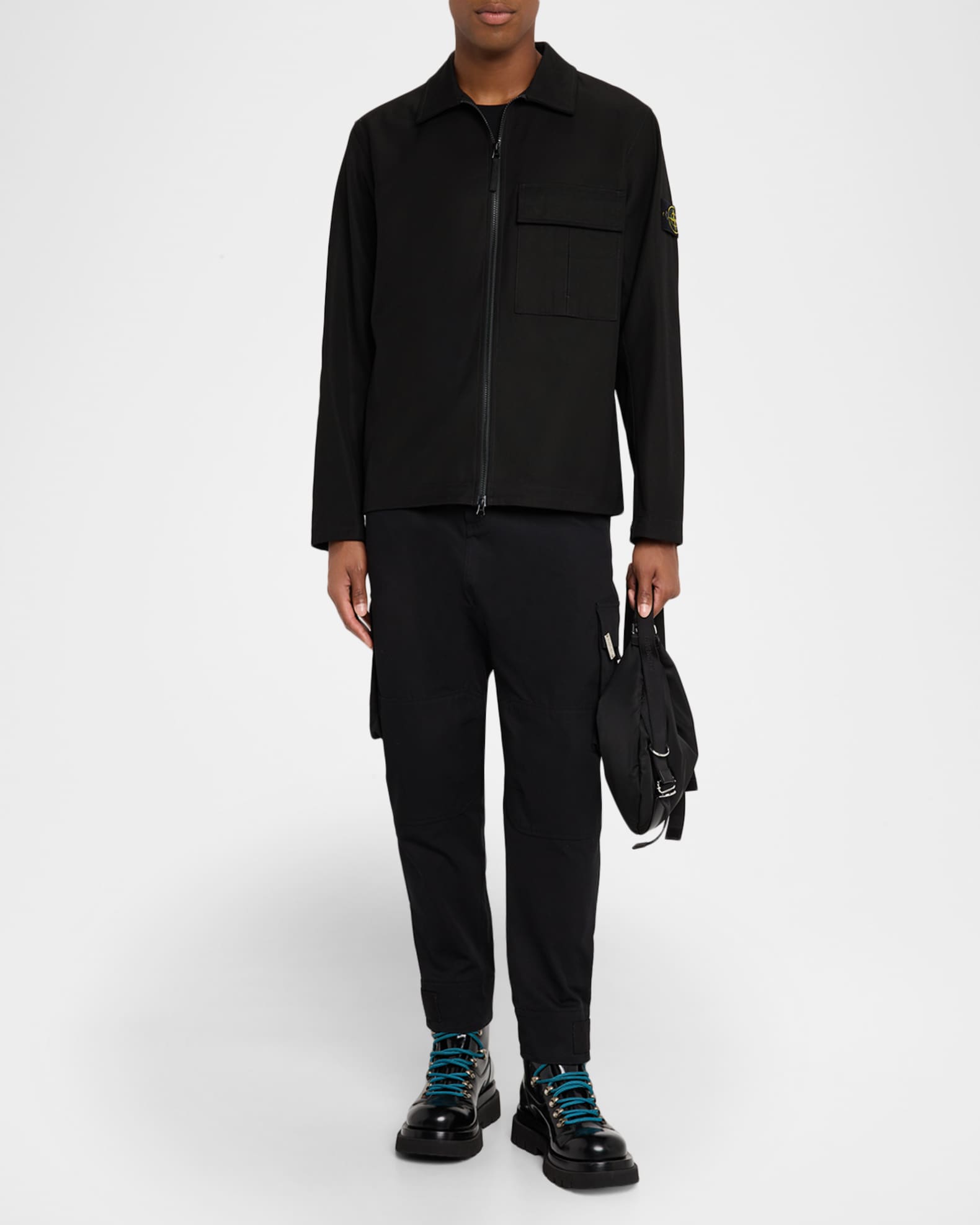 Stone Island Men's Long Sleeve Single Pocket Overshirt Neiman Marcus